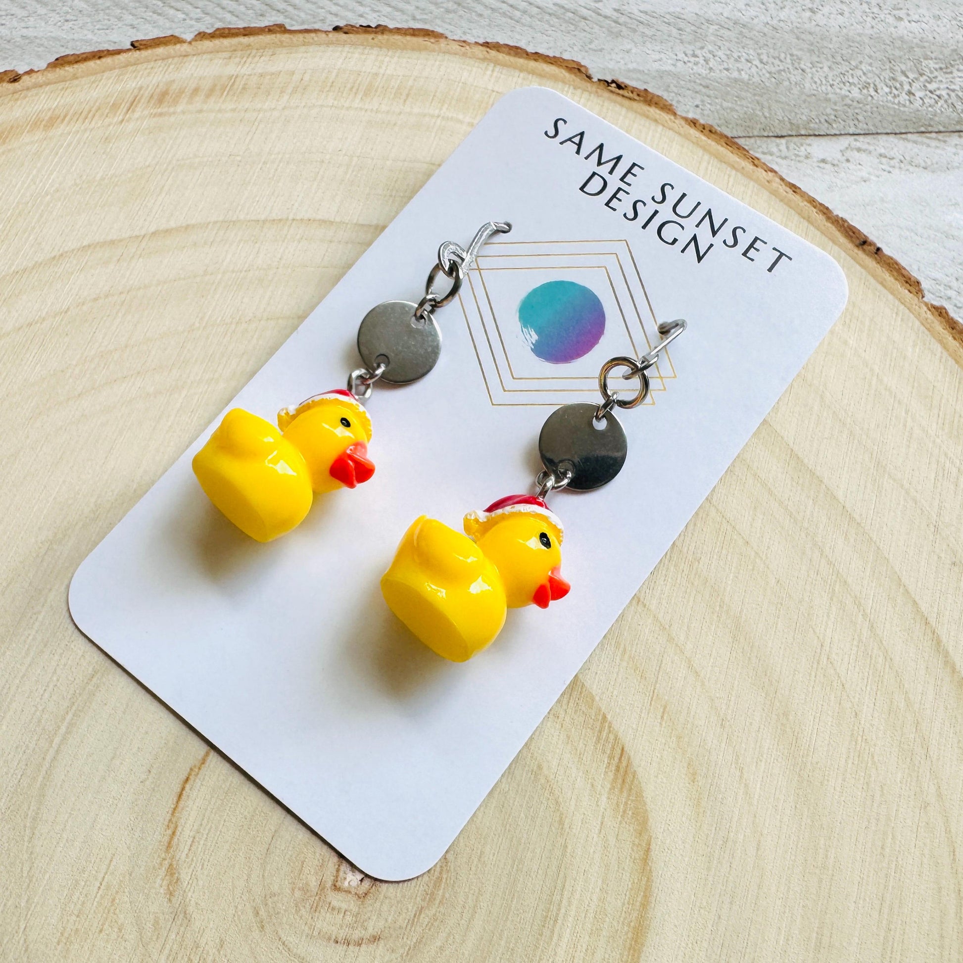 Duck Earrings, Holiday Earrings Dangle, Whimsigoth Earrings, Silver, 80s Vibes, Gothic Earrings Men, Christmas Gifts for Best Friends