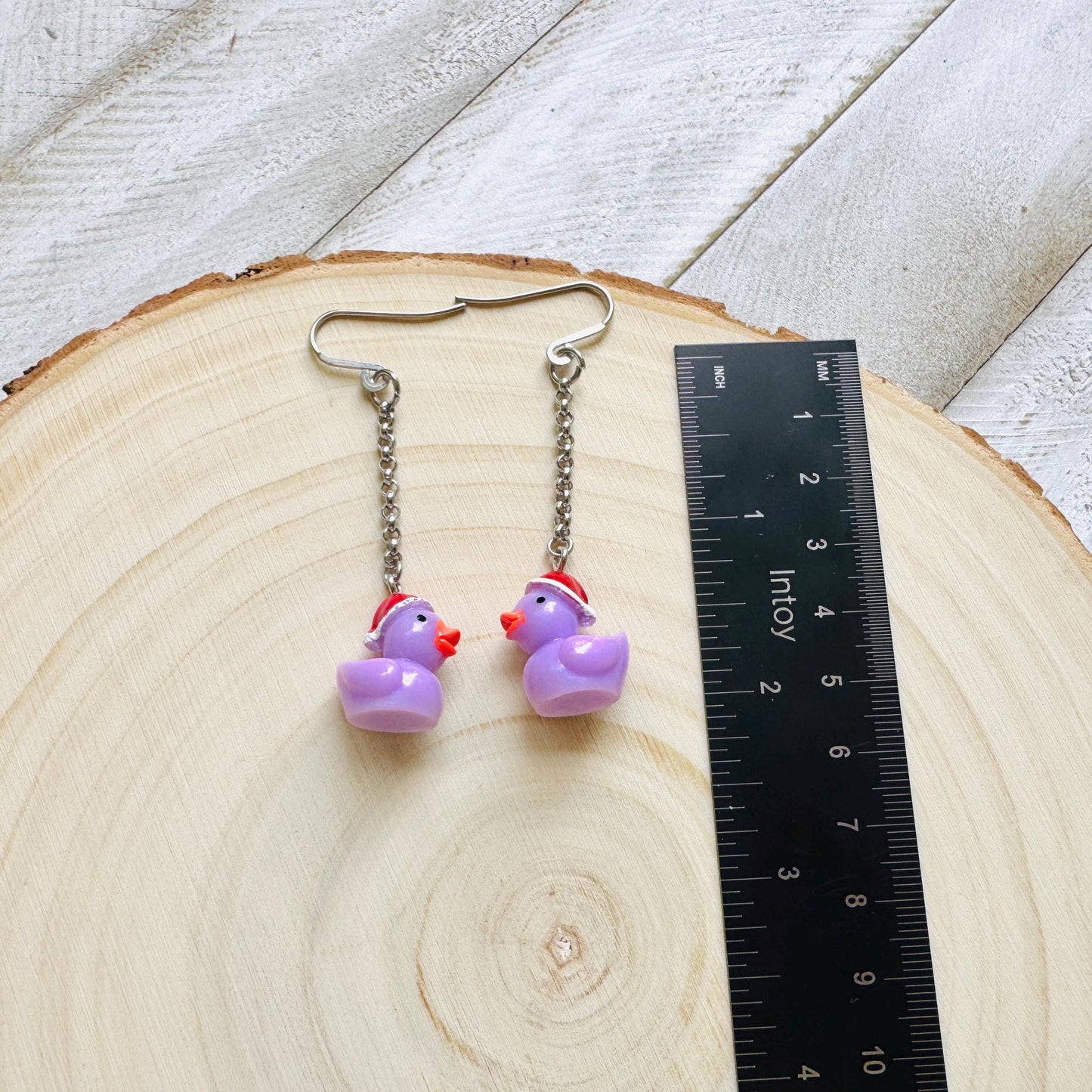 Duck Earrings, Holiday Earrings Dangle, Whimsigoth Earrings, Silver, 80s Vibes, Stainless Steel Earrings, Christmas Gifts for Best Friends