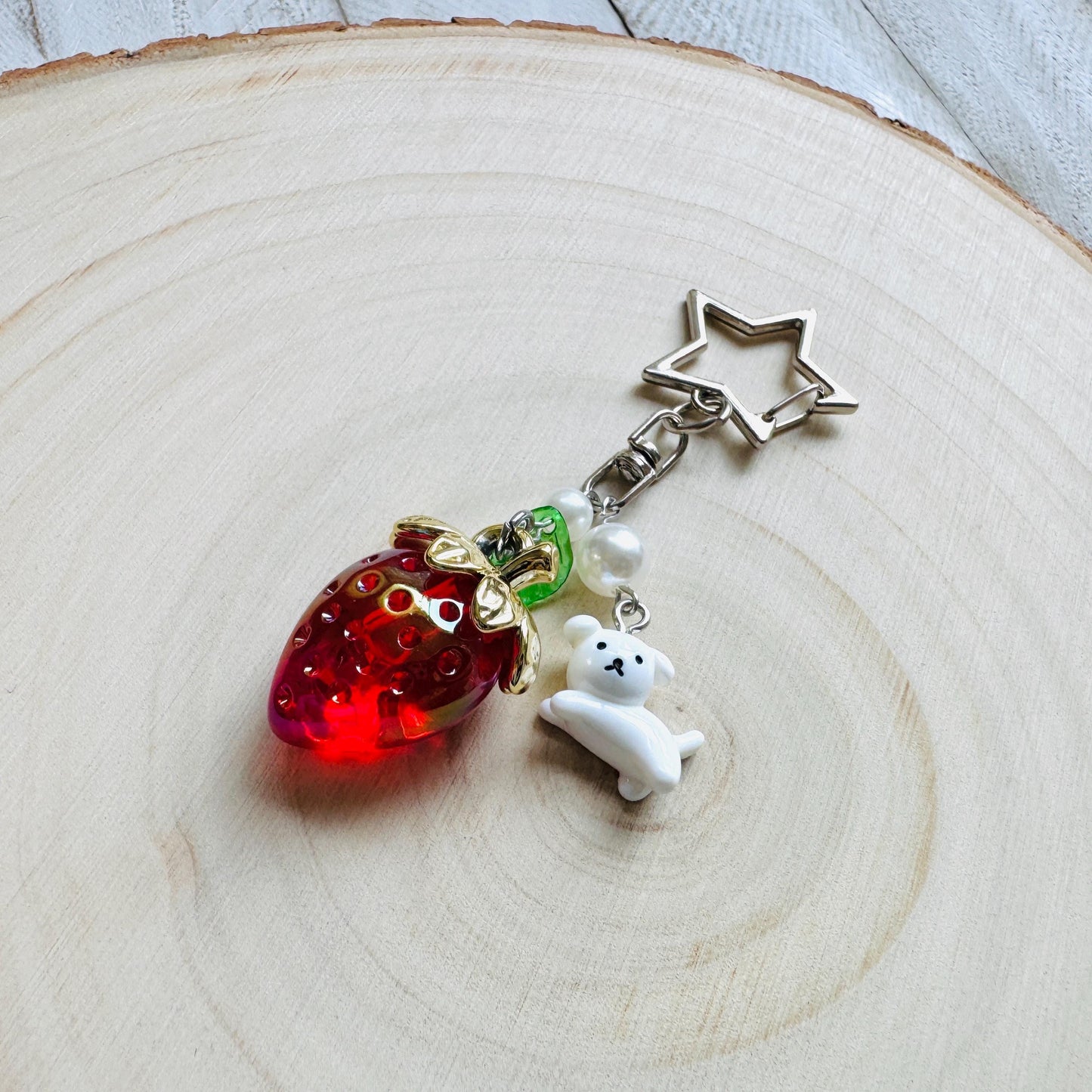 Strawberry Keychain, Purse Charm, Bag Charm, Star Keychain, Goth Girl Gifts, Backpack Accessories, Coquette Gifts for Girls, Christmas Gift