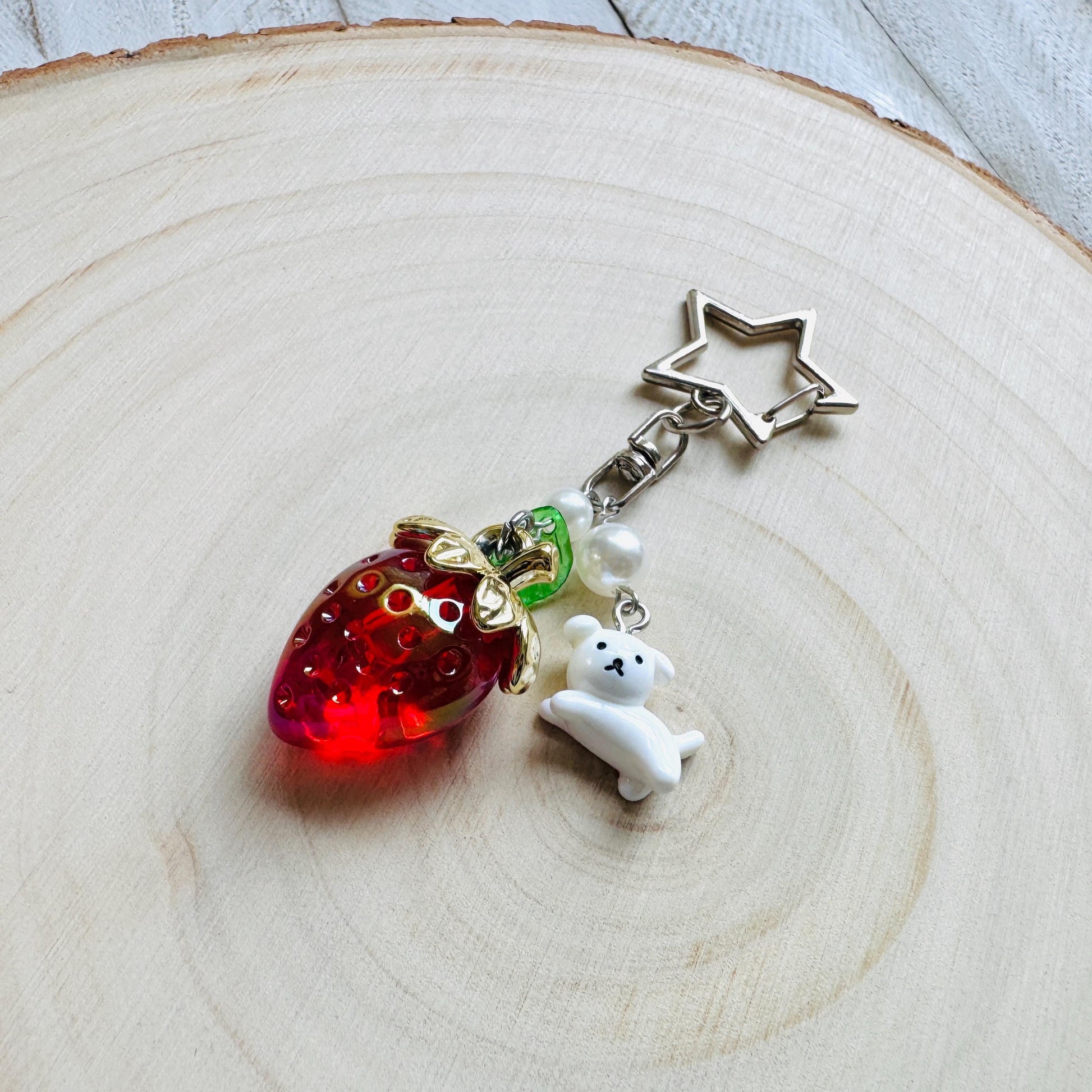 Strawberry Keychain, Purse Charm, Bag Charm, Star Keychain, Goth Girl Gifts, Backpack Accessories, Coquette Gifts for Girls, Christmas Gift