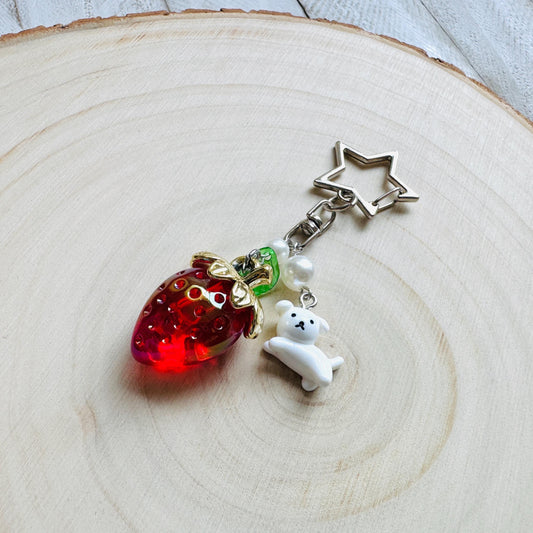 Strawberry Keychain, Purse Charm, Bag Charm, Star Keychain, Goth Girl Gifts, Backpack Accessories, Coquette Gifts for Girls, Christmas Gift