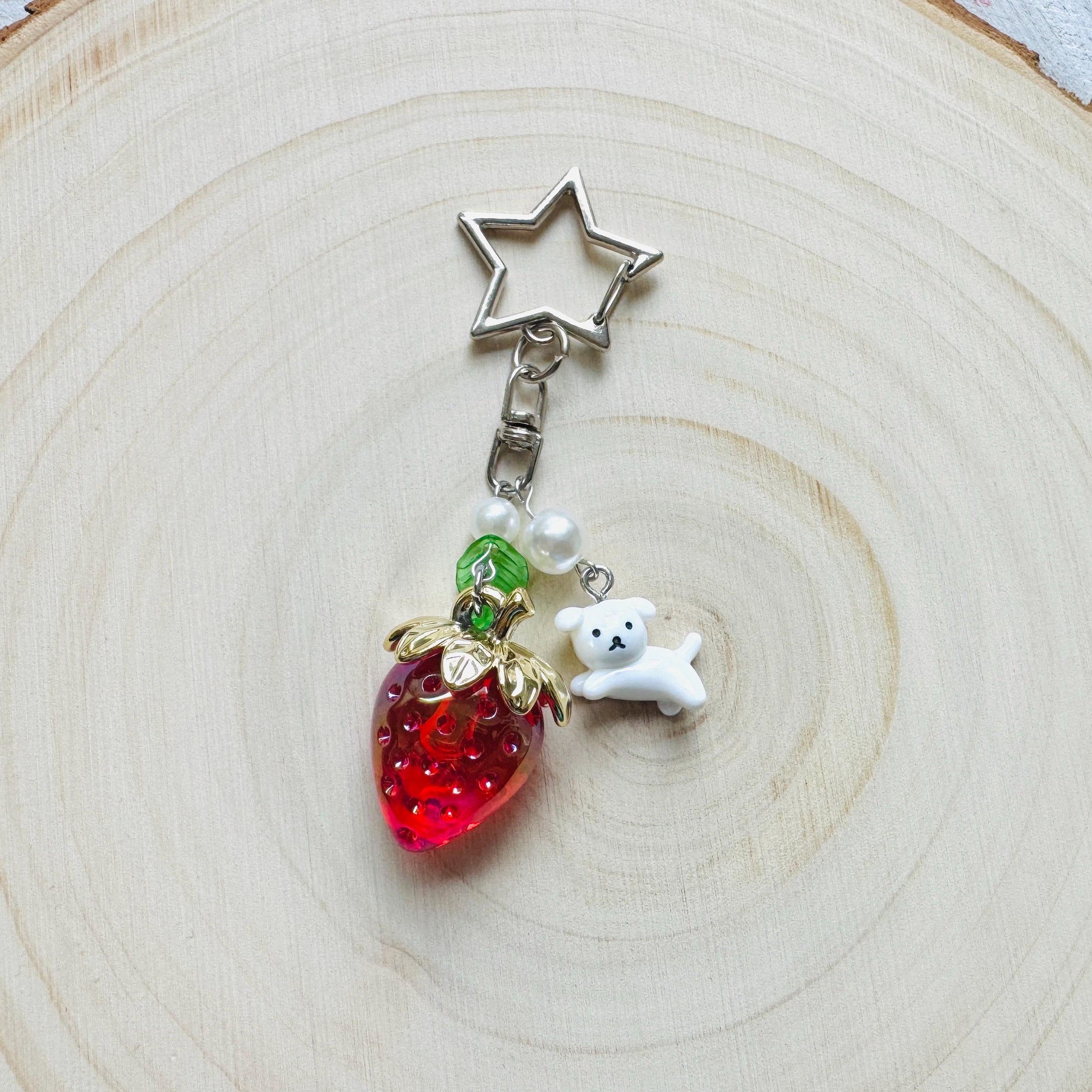 Strawberry Keychain, Purse Charm, Bag Charm, Star Keychain, Goth Girl Gifts, Backpack Accessories, Coquette Gifts for Girls, Christmas Gift