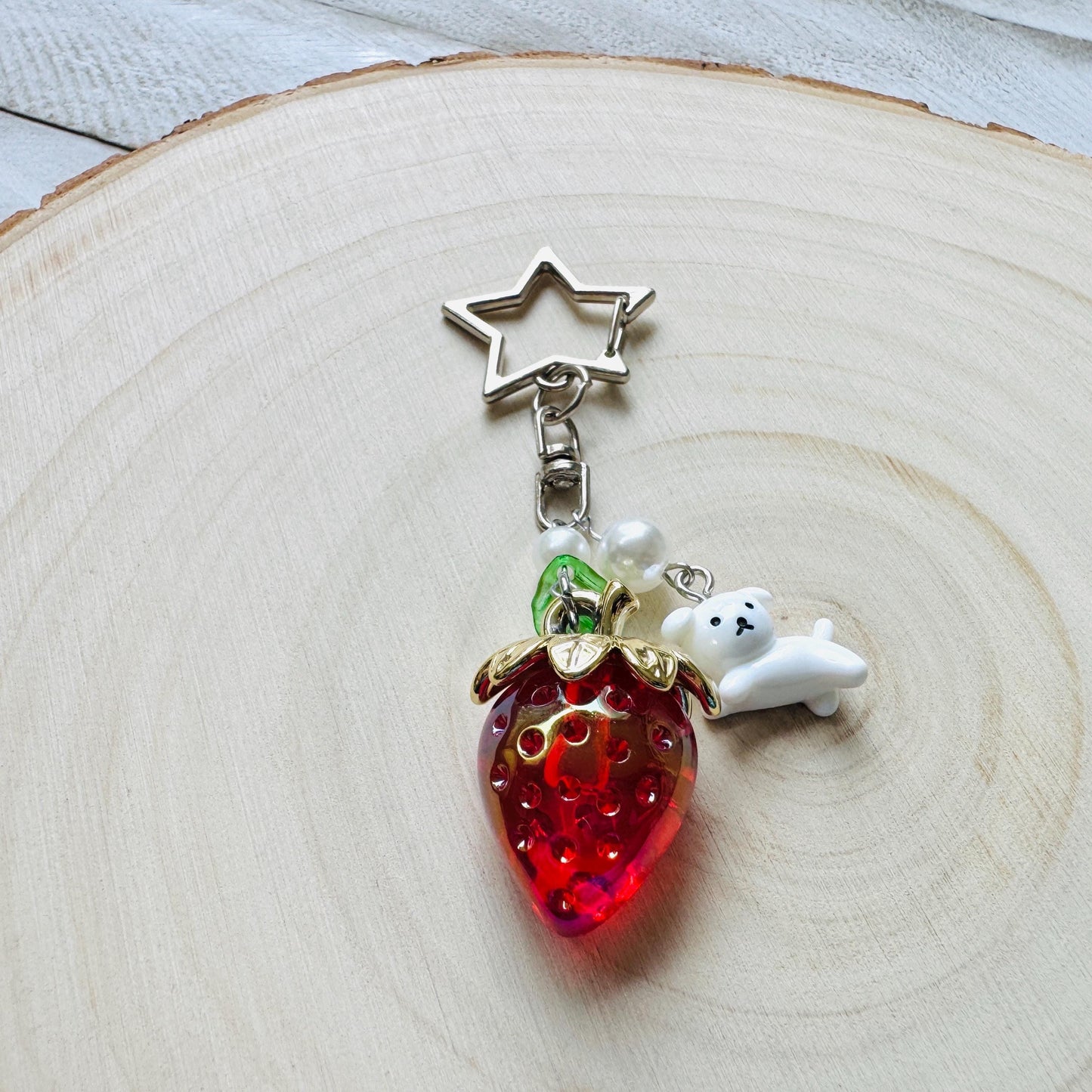 Strawberry Keychain, Purse Charm, Bag Charm, Star Keychain, Goth Girl Gifts, Backpack Accessories, Coquette Gifts for Girls, Christmas Gift