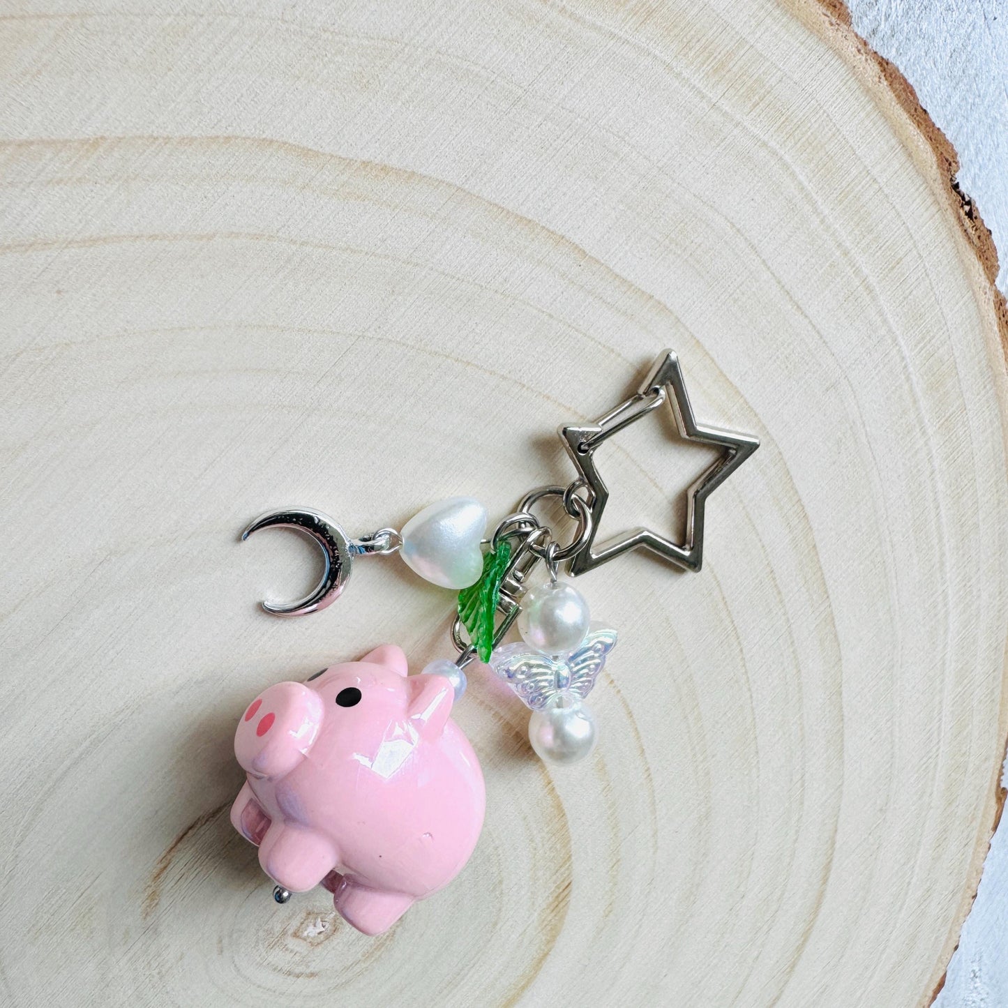 Pig Keychain, Purse Charm, Bag Charm, Star Keychain, Goth Girl Gifts, Backpack Accessories, Coquette Gifts for Girls, Christmas Gift