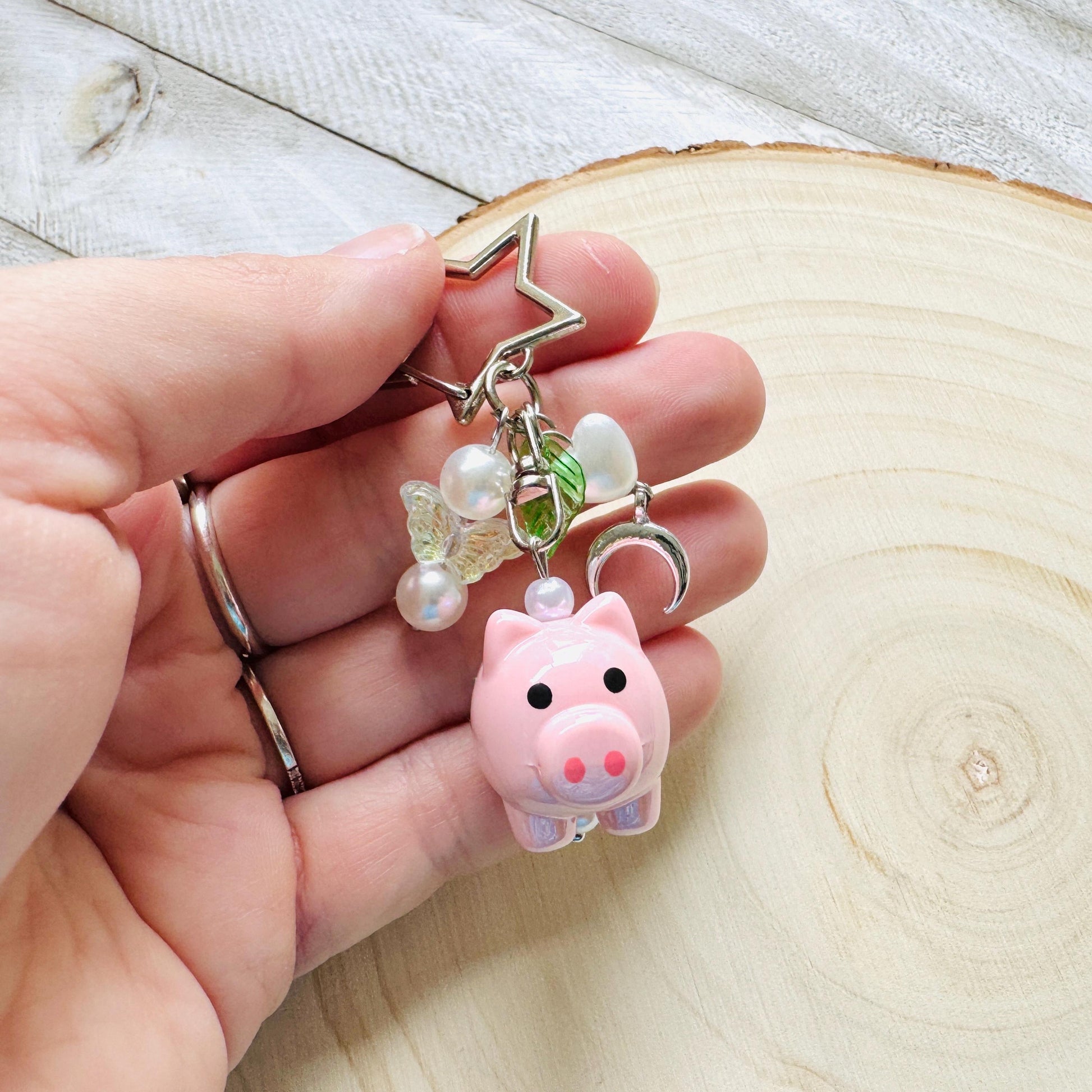 Pig Keychain, Purse Charm, Bag Charm, Star Keychain, Goth Girl Gifts, Backpack Accessories, Coquette Gifts for Girls, Christmas Gift