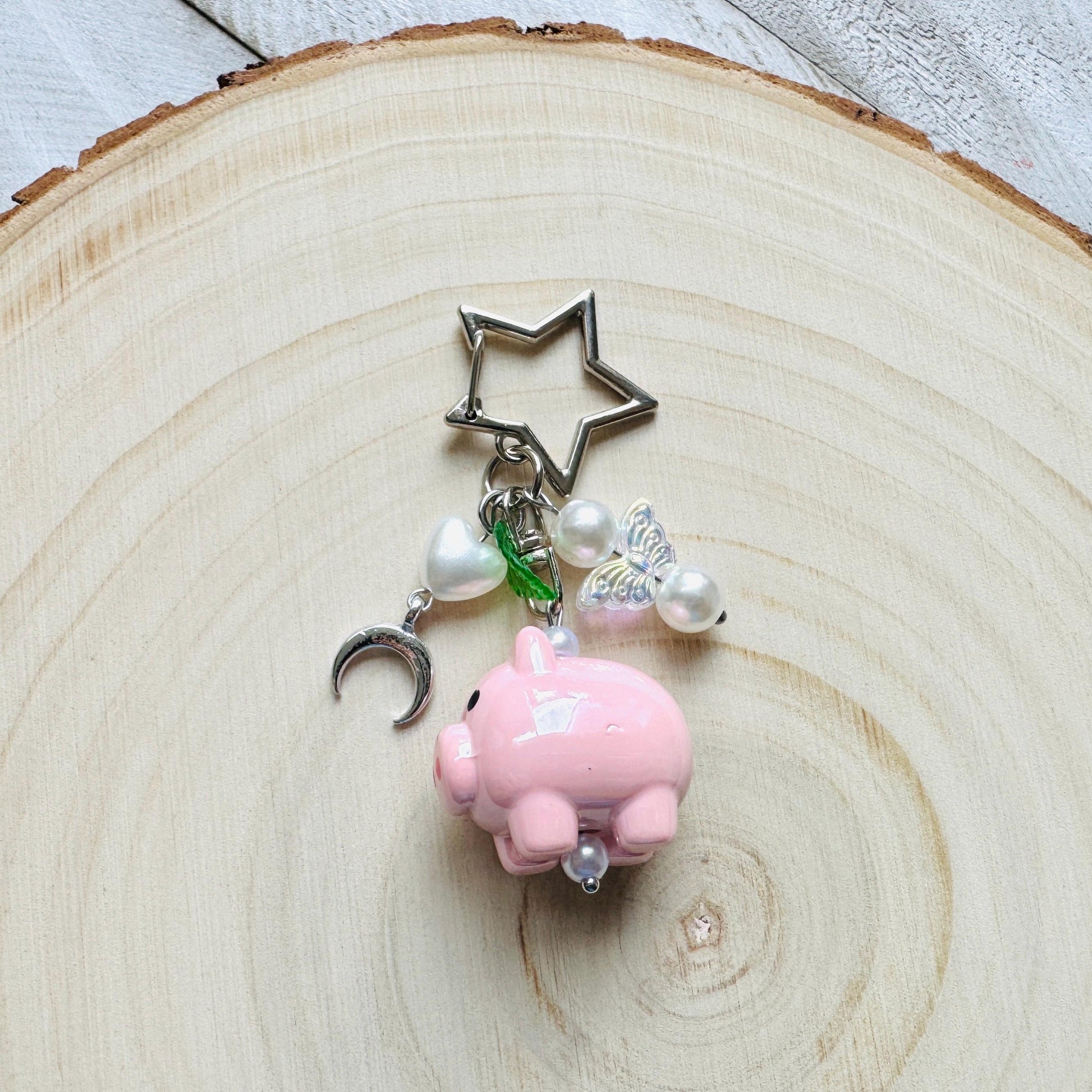 Pig Keychain, Purse Charm, Bag Charm, Star Keychain, Goth Girl Gifts, Backpack Accessories, Coquette Gifts for Girls, Christmas Gift