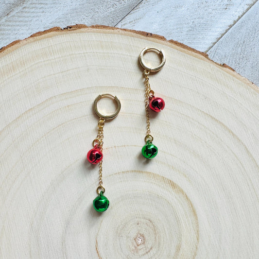 Bell Earrings, Christmas Earrings, Huggie Hoops, Holiday Earrings Dangle, Best Christmas Gifts for Women, Coquette Gifts for Girls, Boho