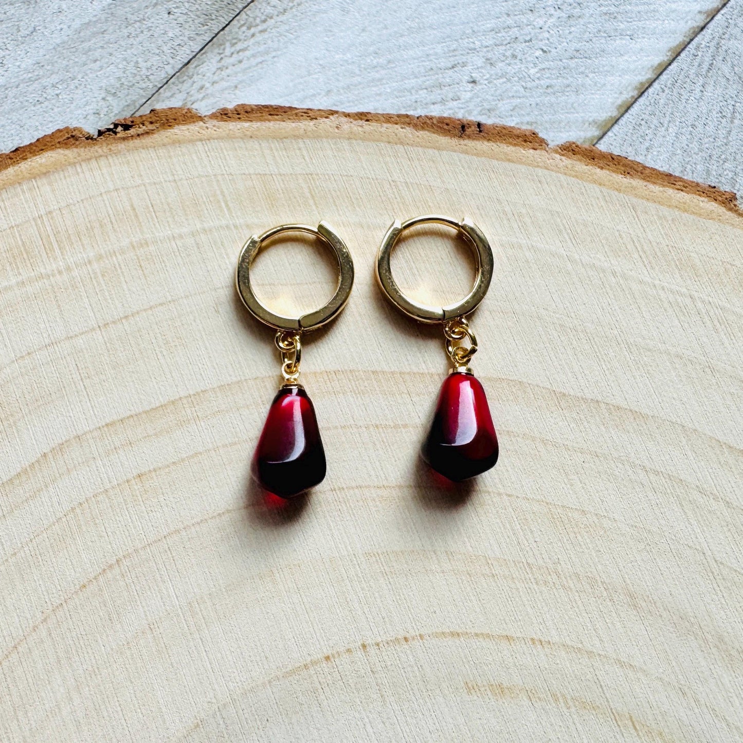 Pomegranate Earrings, Fruit Earrings, Huggie Hoops, Fun Earrings, Tween Jewelry, Gold Hoop Earrings for Women, Xmas Gifts for Coworkers