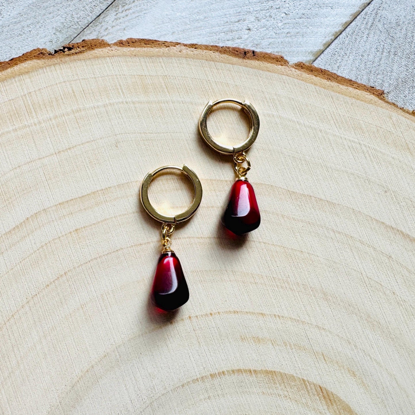 Pomegranate Earrings, Fruit Earrings, Huggie Hoops, Fun Earrings, Tween Jewelry, Gold Hoop Earrings for Women, Xmas Gifts for Coworkers