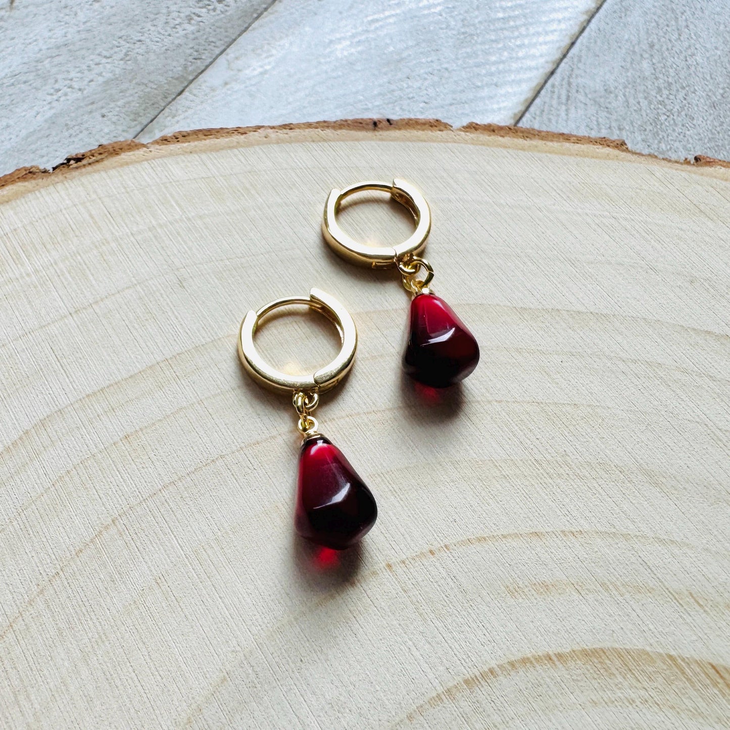 Pomegranate Earrings, Fruit Earrings, Huggie Hoops, Fun Earrings, Tween Jewelry, Gold Hoop Earrings for Women, Xmas Gifts for Coworkers