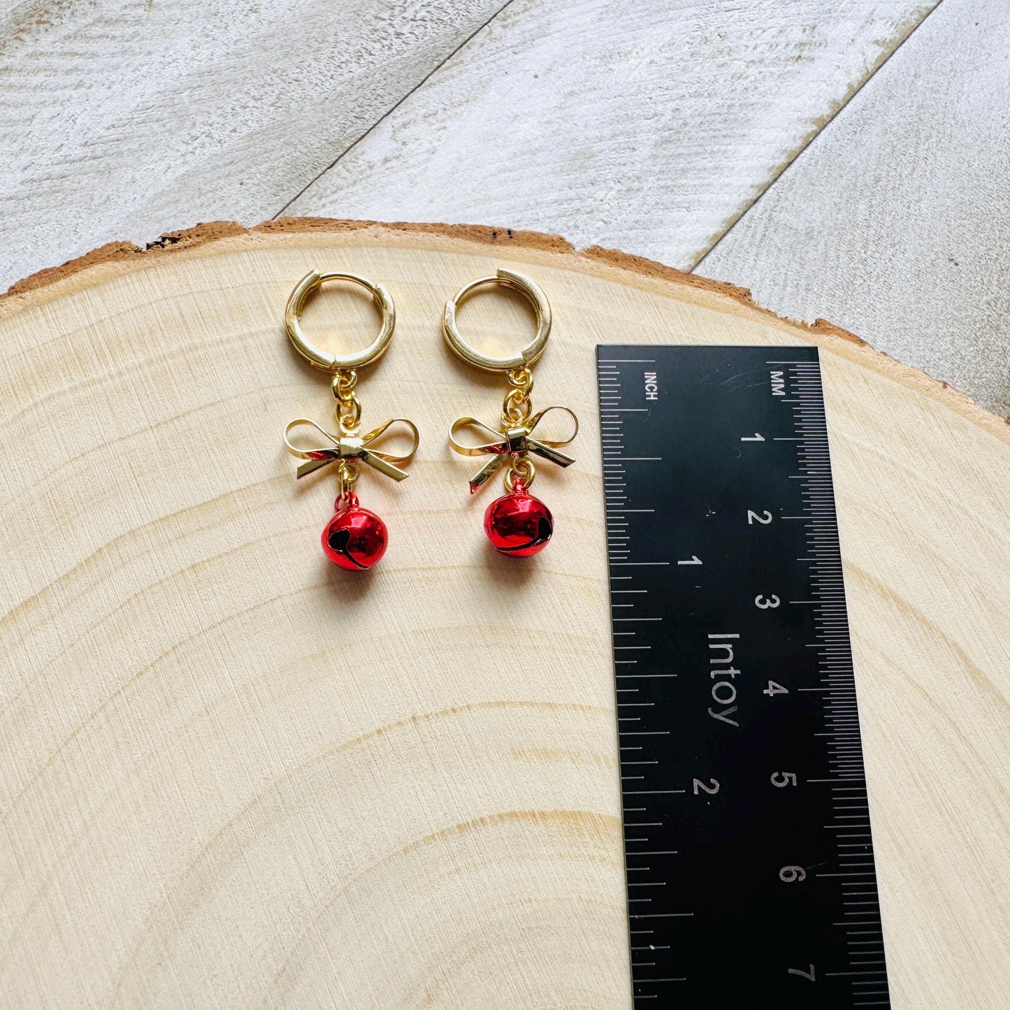 Bell Earrings, Bows, Christmas Earrings, Huggie Hoops, Holiday Earrings Dangle, Best Christmas Gifts for Women, Coquette Gifts for Girls