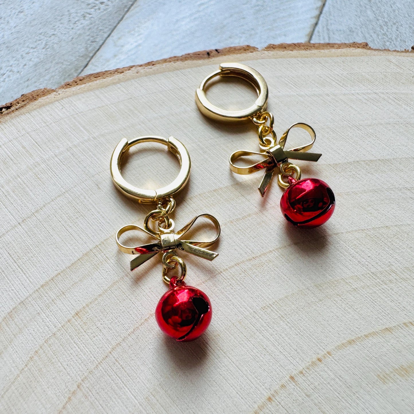 Bell Earrings, Bows, Christmas Earrings, Huggie Hoops, Holiday Earrings Dangle, Best Christmas Gifts for Women, Coquette Gifts for Girls