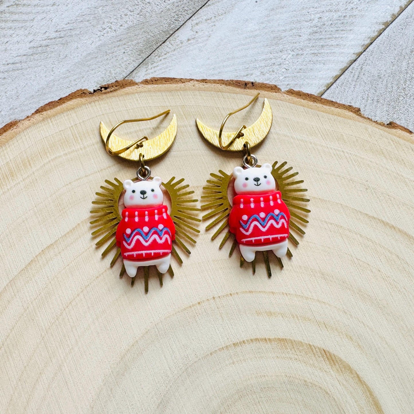 Teddy Bear Earrings, Winter Earrings Dangle, Whimsigoth Earrings, Tween Jewelry, Coquette Jewelry, Goth Girl Gifts, Christmas Gifts for Aunt