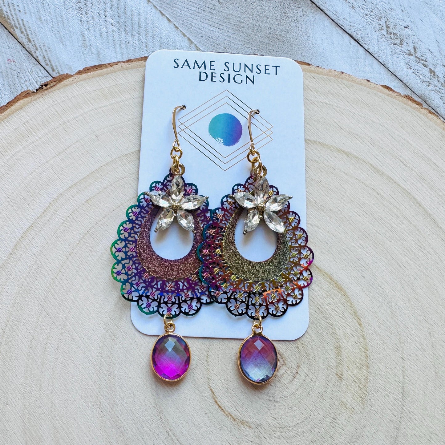 Quartz Earrings, Flower Jewelry, Fairycore Jewelry Gold, Whimsical Gifts, Boho Chic, College Gifts for Daughter, Friend Gifts for Birthday
