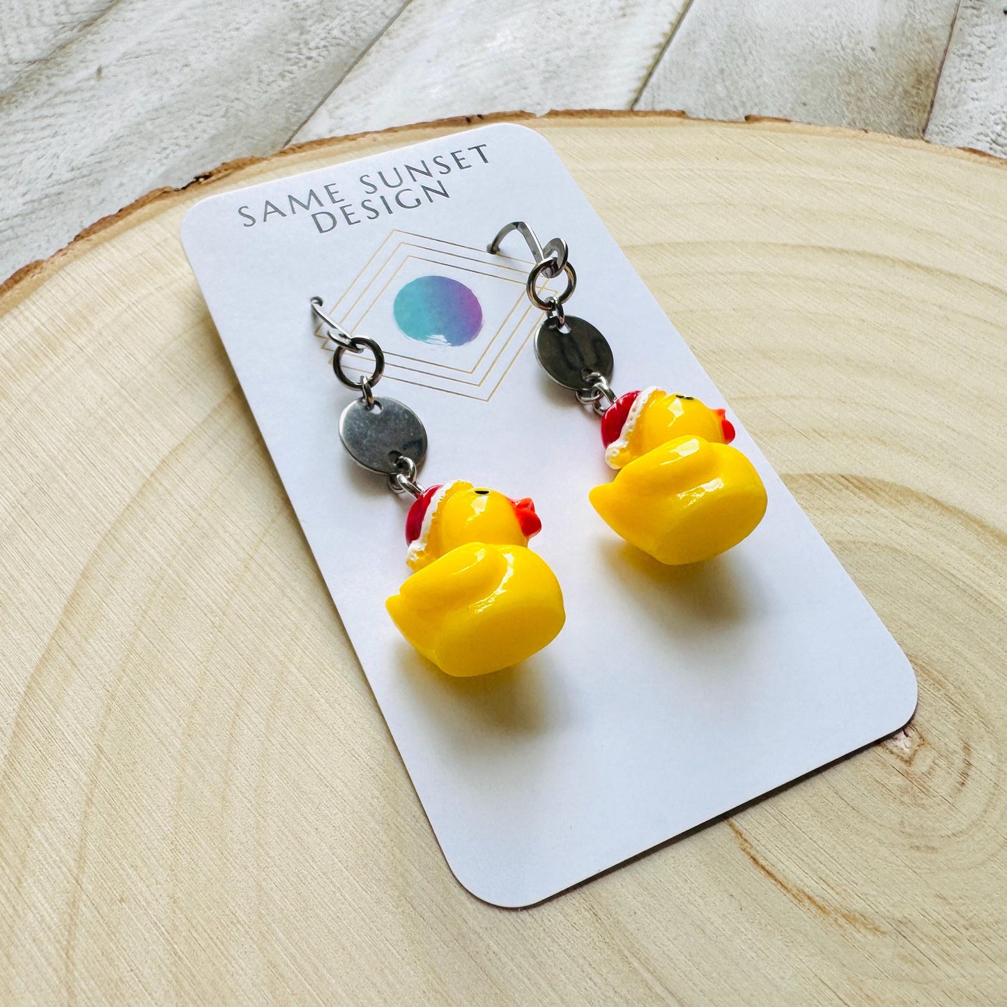 Duck Earrings, Holiday Earrings Dangle, Whimsigoth Earrings, Silver, 80s Vibes, Gothic Earrings Men, Christmas Gifts for Best Friends