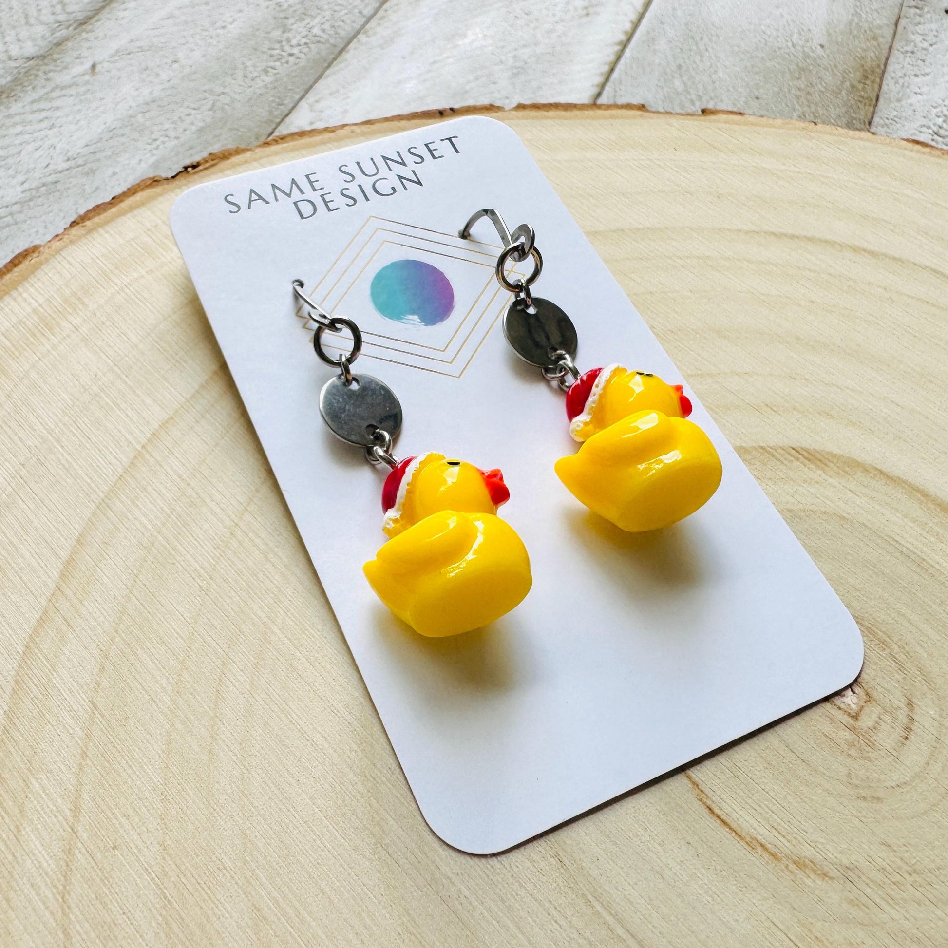 Duck Earrings, Holiday Earrings Dangle, Whimsigoth Earrings, Silver, 80s Vibes, Gothic Earrings Men, Christmas Gifts for Best Friends
