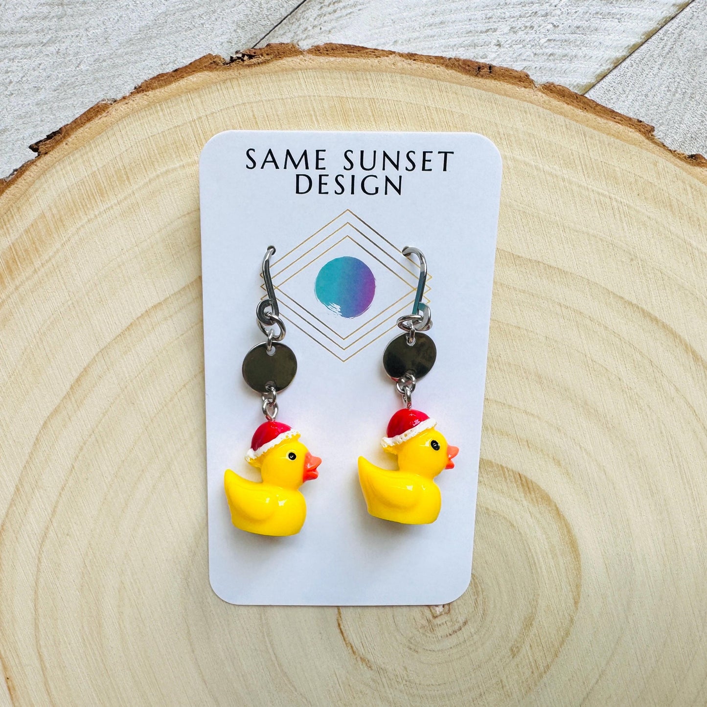 Duck Earrings, Holiday Earrings Dangle, Whimsigoth Earrings, Silver, 80s Vibes, Gothic Earrings Men, Christmas Gifts for Best Friends
