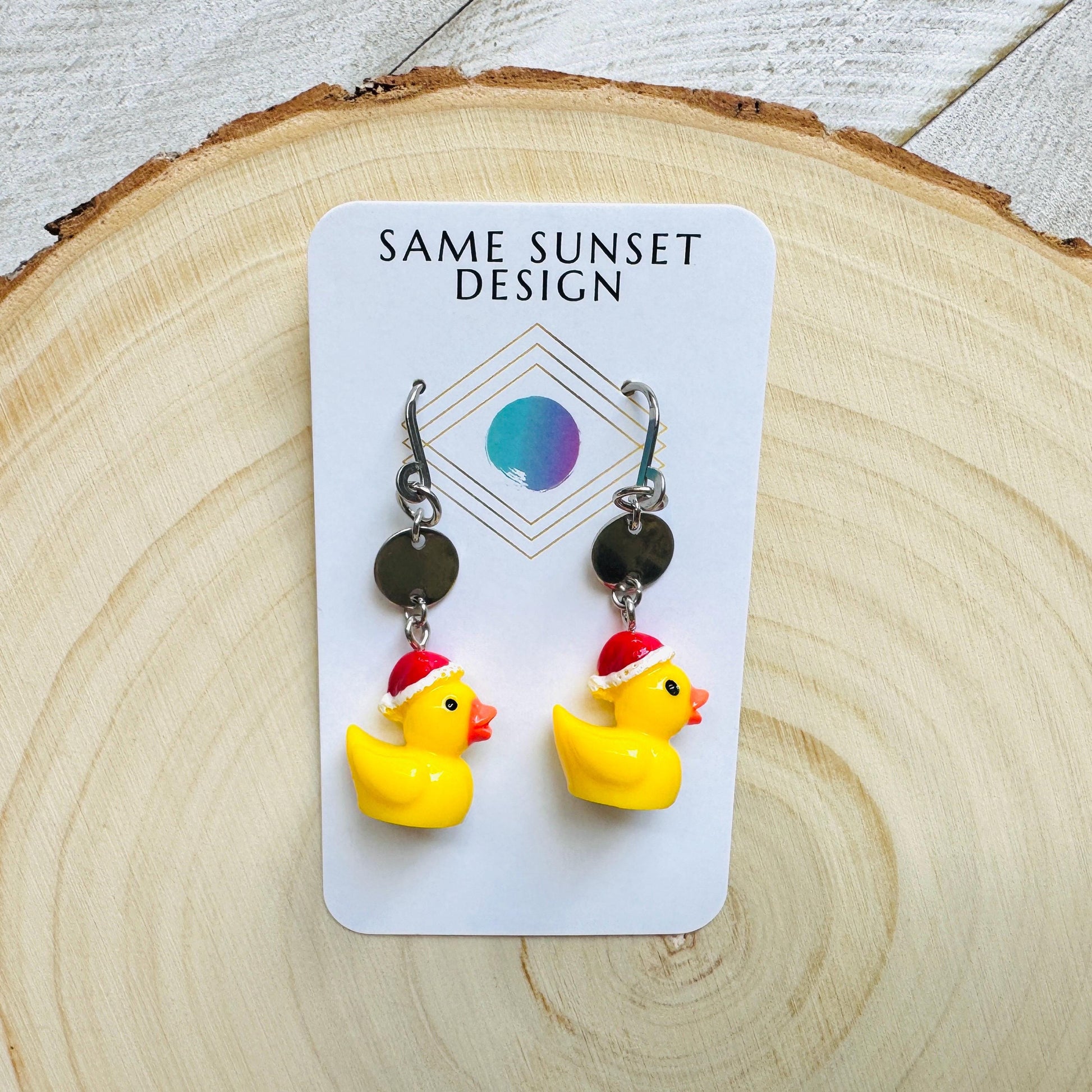 Duck Earrings, Holiday Earrings Dangle, Whimsigoth Earrings, Silver, 80s Vibes, Gothic Earrings Men, Christmas Gifts for Best Friends