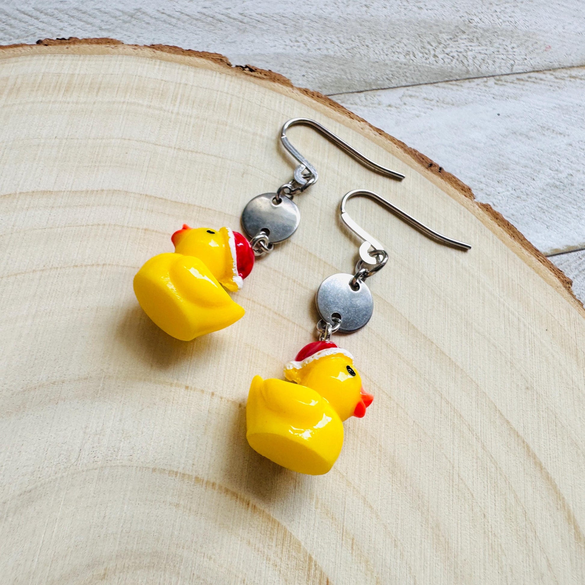 Duck Earrings, Holiday Earrings Dangle, Whimsigoth Earrings, Silver, 80s Vibes, Gothic Earrings Men, Christmas Gifts for Best Friends