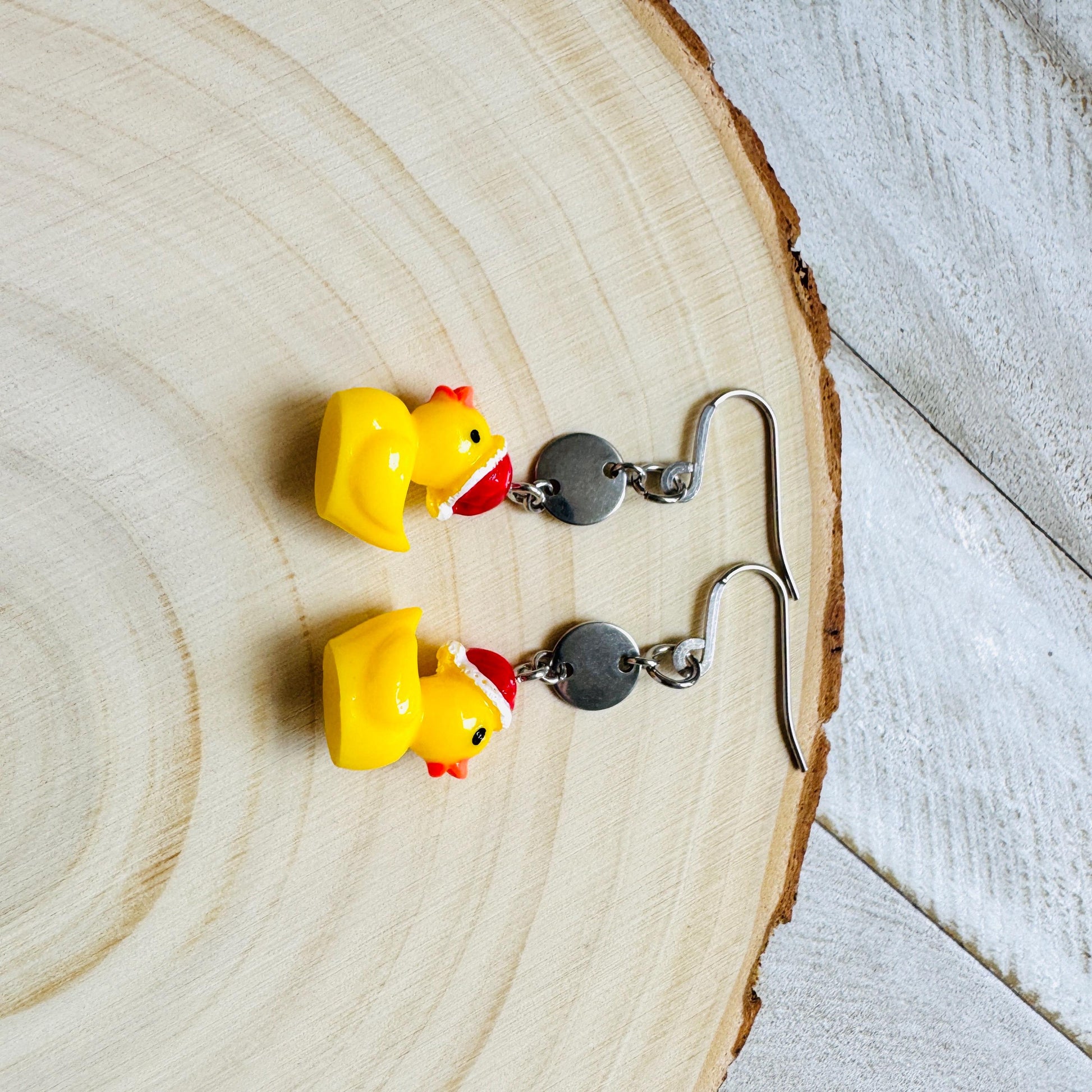 Duck Earrings, Holiday Earrings Dangle, Whimsigoth Earrings, Silver, 80s Vibes, Gothic Earrings Men, Christmas Gifts for Best Friends