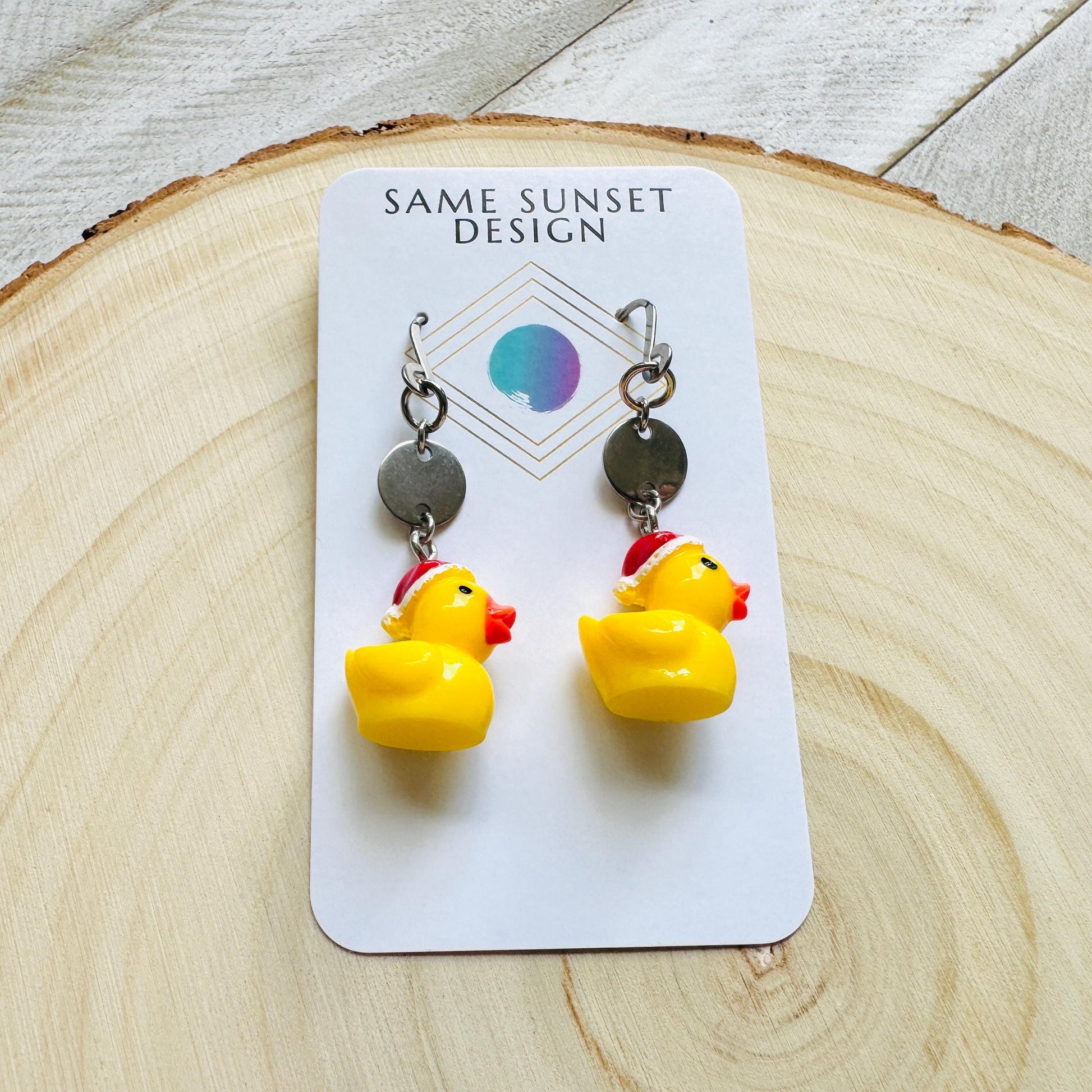 Duck Earrings, Holiday Earrings Dangle, Whimsigoth Earrings, Silver, 80s Vibes, Gothic Earrings Men, Christmas Gifts for Best Friends