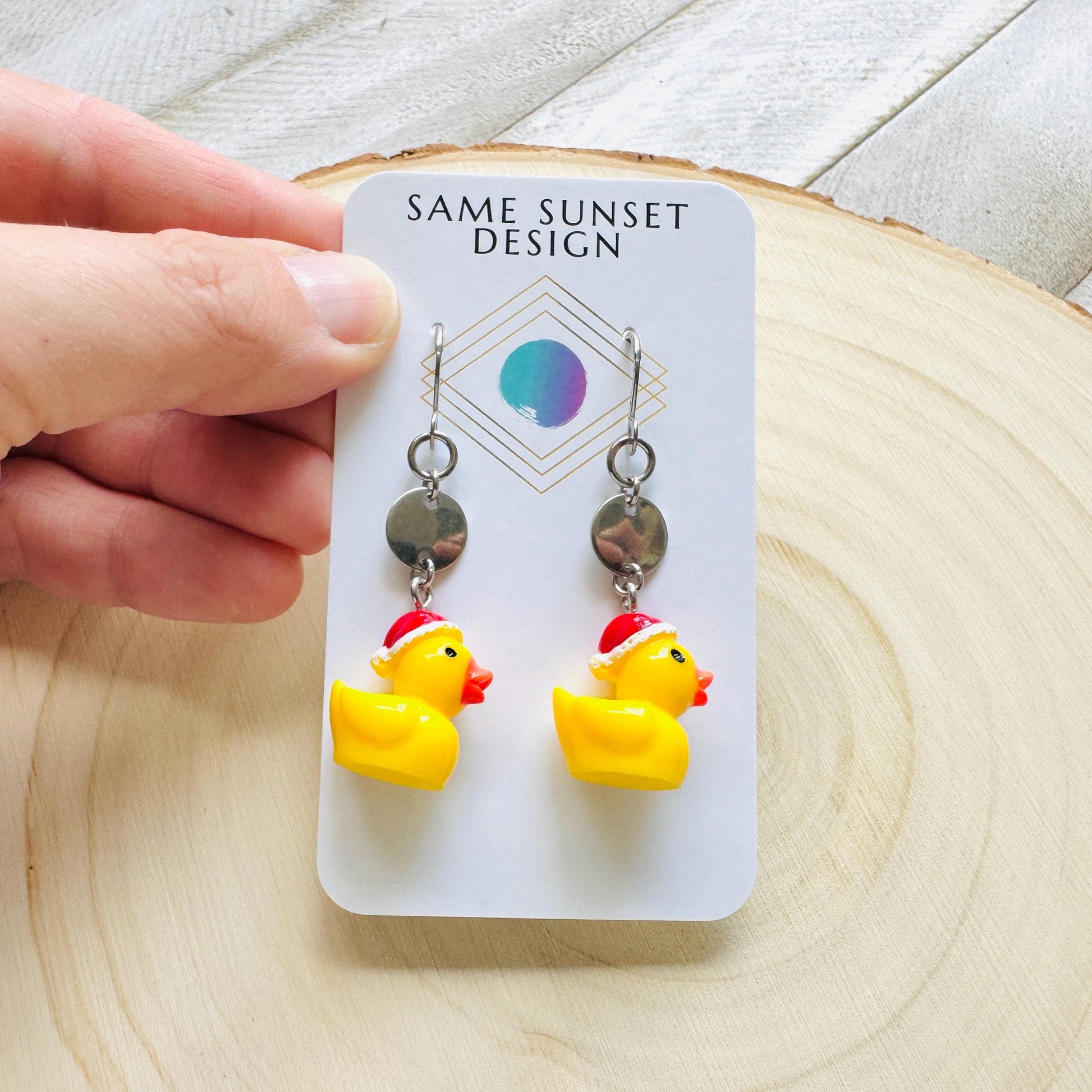 Duck Earrings, Holiday Earrings Dangle, Whimsigoth Earrings, Silver, 80s Vibes, Gothic Earrings Men, Christmas Gifts for Best Friends