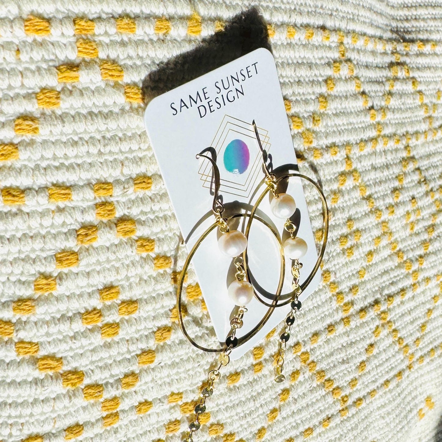 Pearl Earrings, Geometric Jewelry, Pearl Hoops, Beach Lover Jewelry, Best Gift for Mom, Boho Earrings for Wedding, Teen Girl Gifts