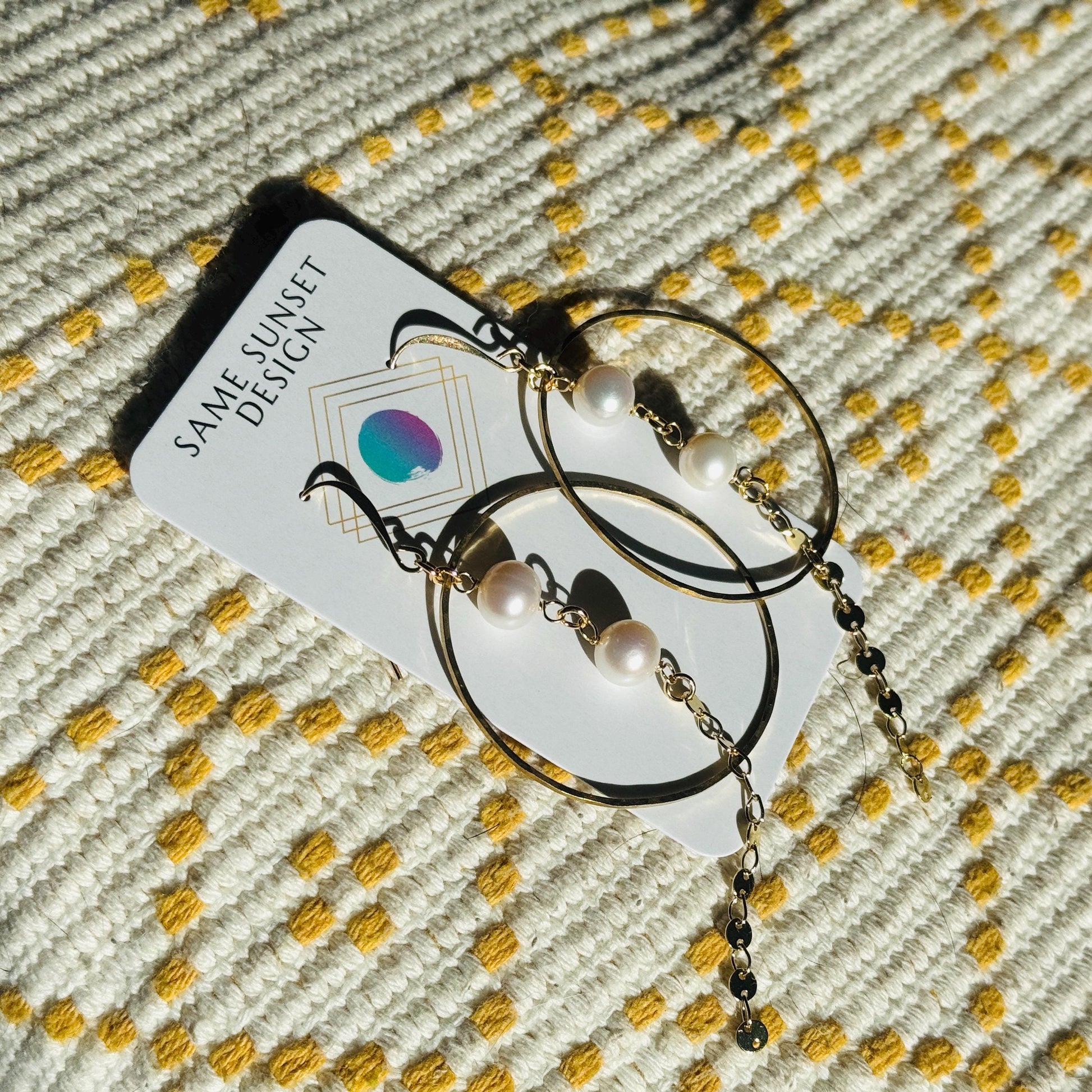 Pearl Earrings, Geometric Jewelry, Pearl Hoops, Beach Lover Jewelry, Best Gift for Mom, Boho Earrings for Wedding, Teen Girl Gifts