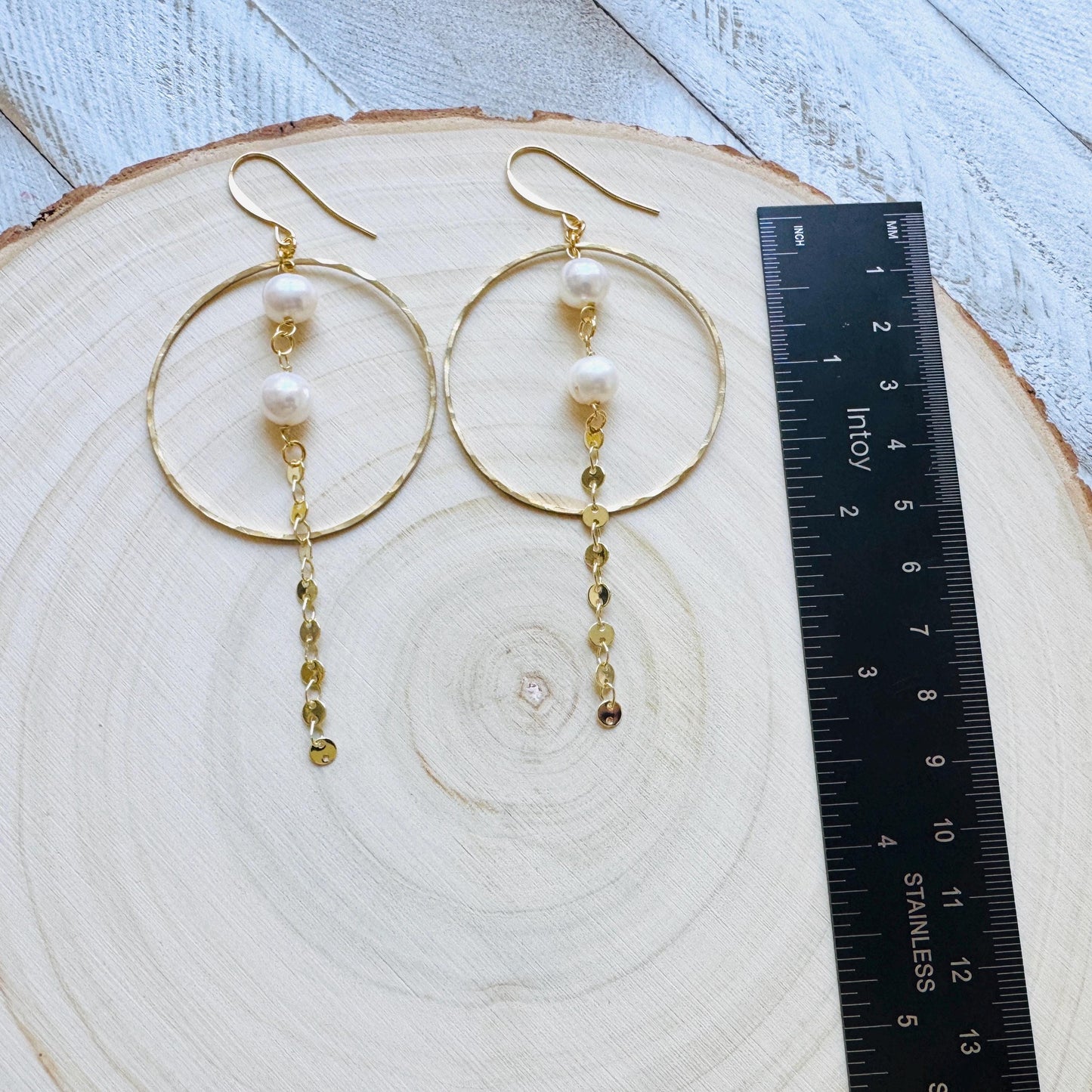 Pearl Earrings, Geometric Jewelry, Pearl Hoops, Beach Lover Jewelry, Best Gift for Mom, Boho Earrings for Wedding, Teen Girl Gifts