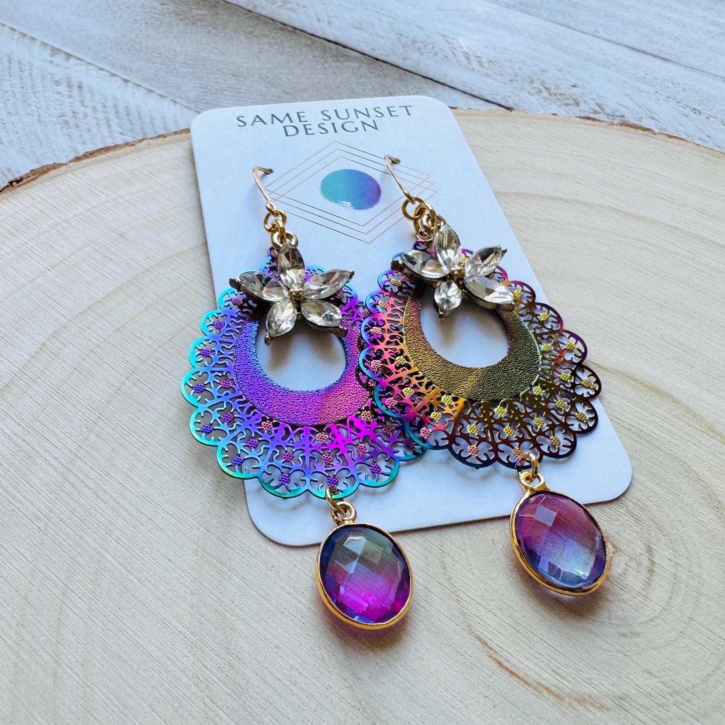 Quartz Earrings, Flower Jewelry, Fairycore Jewelry Gold, Whimsical Gifts, Boho Chic, College Gifts for Daughter, Friend Gifts for Birthday
