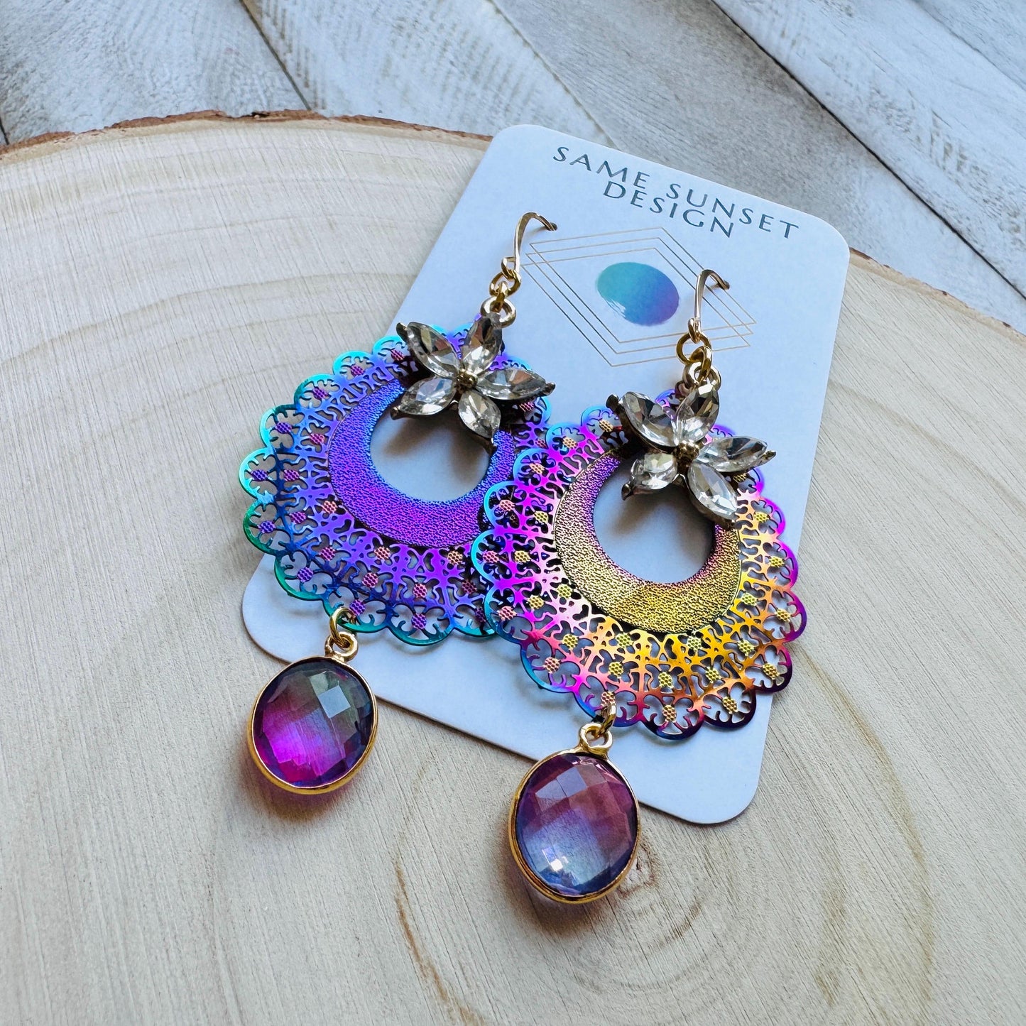 Quartz Earrings, Flower Jewelry, Fairycore Jewelry Gold, Whimsical Gifts, Boho Chic, College Gifts for Daughter, Friend Gifts for Birthday