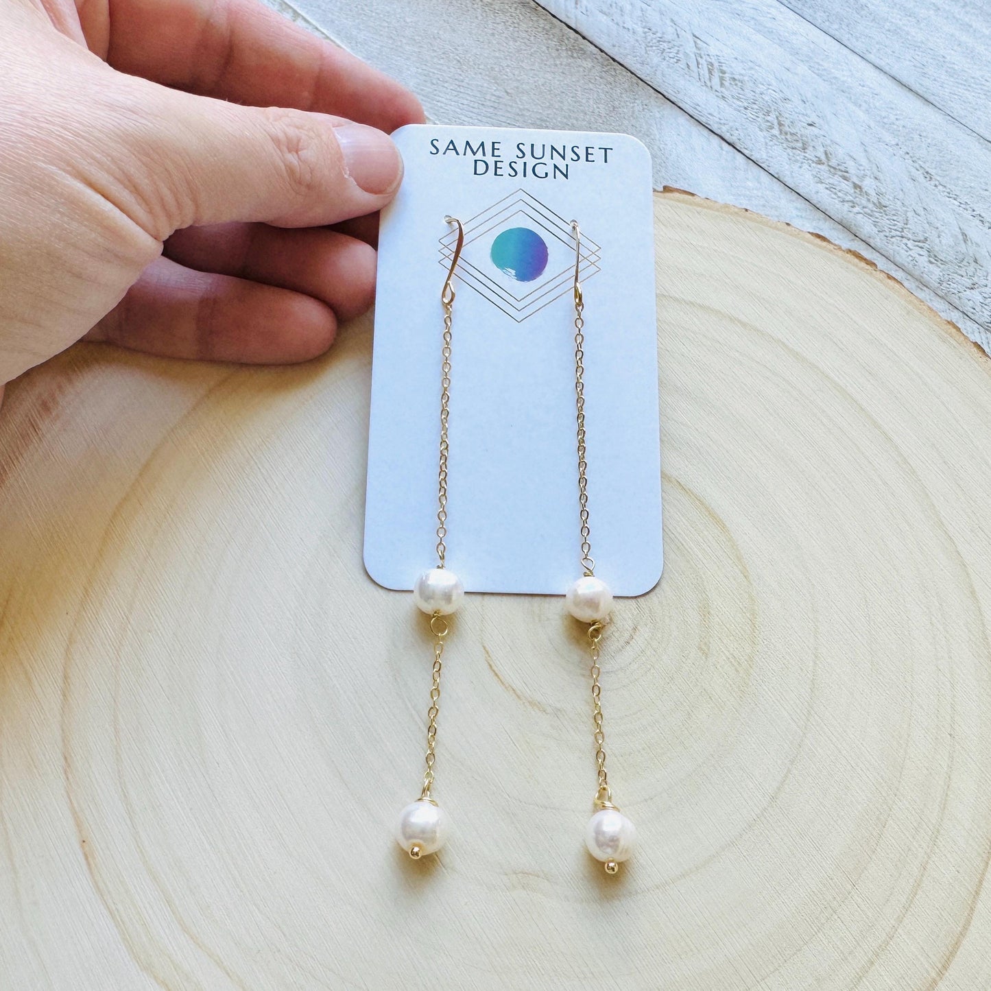 Pearl Earrings, Geometric Jewelry, Pearl Earrings Dangle, Bridesmaid Jewelry, Vacation Jewelry, Anniversary Gift for Girlfriend, Boho Chic