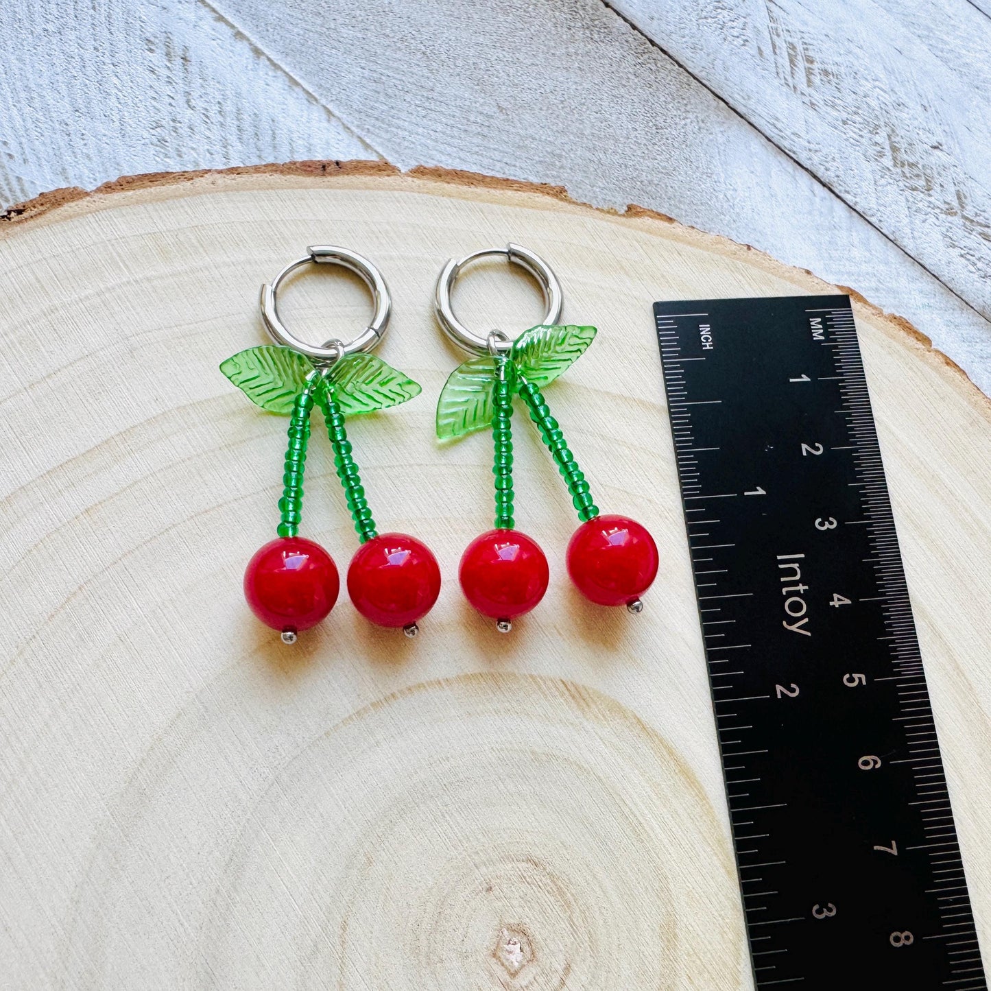 Cherry Earrings, Cherries, Huggie Hoops, Stainless Steel, Cottagecore Jewelry, 80s Vibes, Fruit Earrings, Coquette Gifts for Friend