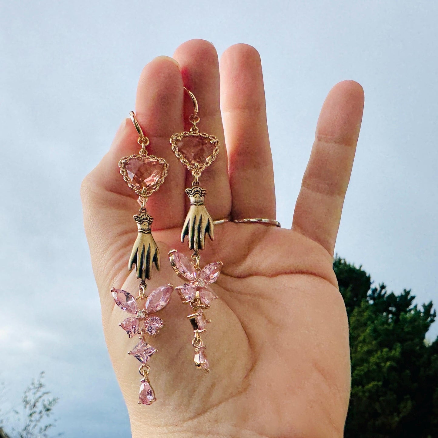 Heart Earrings Gold, Butterfly Earrings, Boho Hippie Jewely, Huggie Hoops, Coquette Jewelry, Galentine’s Gift for Friends, Whimsical Gifts