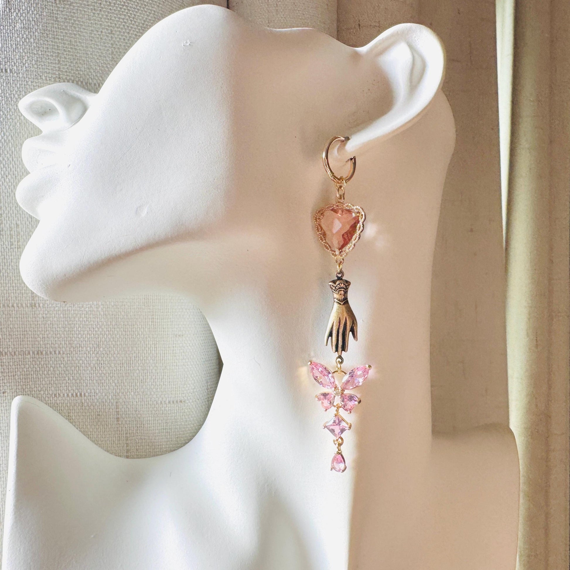 Heart Earrings Gold, Butterfly Earrings, Boho Hippie Jewely, Huggie Hoops, Coquette Jewelry, Galentine’s Gift for Friends, Whimsical Gifts