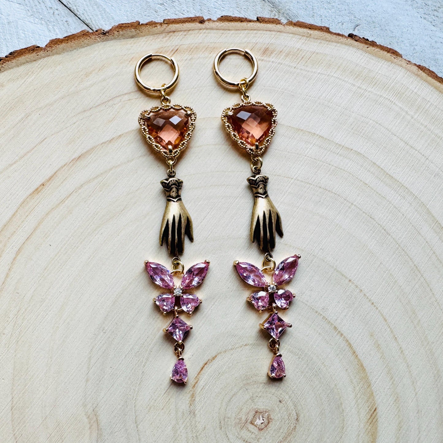 Heart Earrings Gold, Butterfly Earrings, Boho Hippie Jewely, Huggie Hoops, Coquette Jewelry, Galentine’s Gift for Friends, Whimsical Gifts