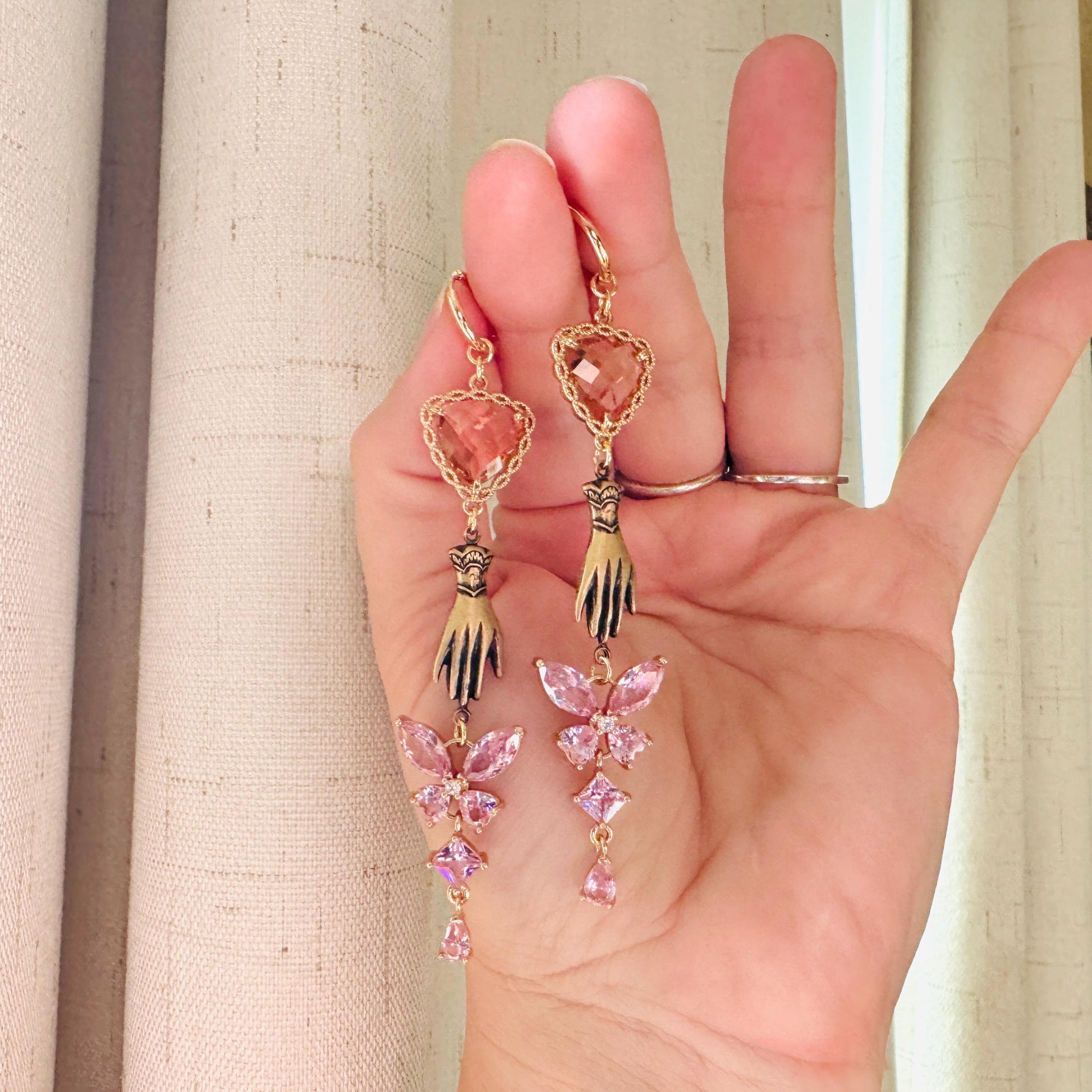 Heart Earrings Gold, Butterfly Earrings, Boho Hippie Jewely, Huggie Hoops, Coquette Jewelry, Galentine’s Gift for Friends, Whimsical Gifts