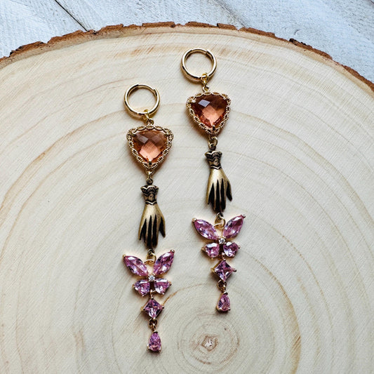 Heart Earrings Gold, Butterfly Earrings, Boho Hippie Jewely, Huggie Hoops, Coquette Jewelry, Galentine’s Gift for Friends, Whimsical Gifts