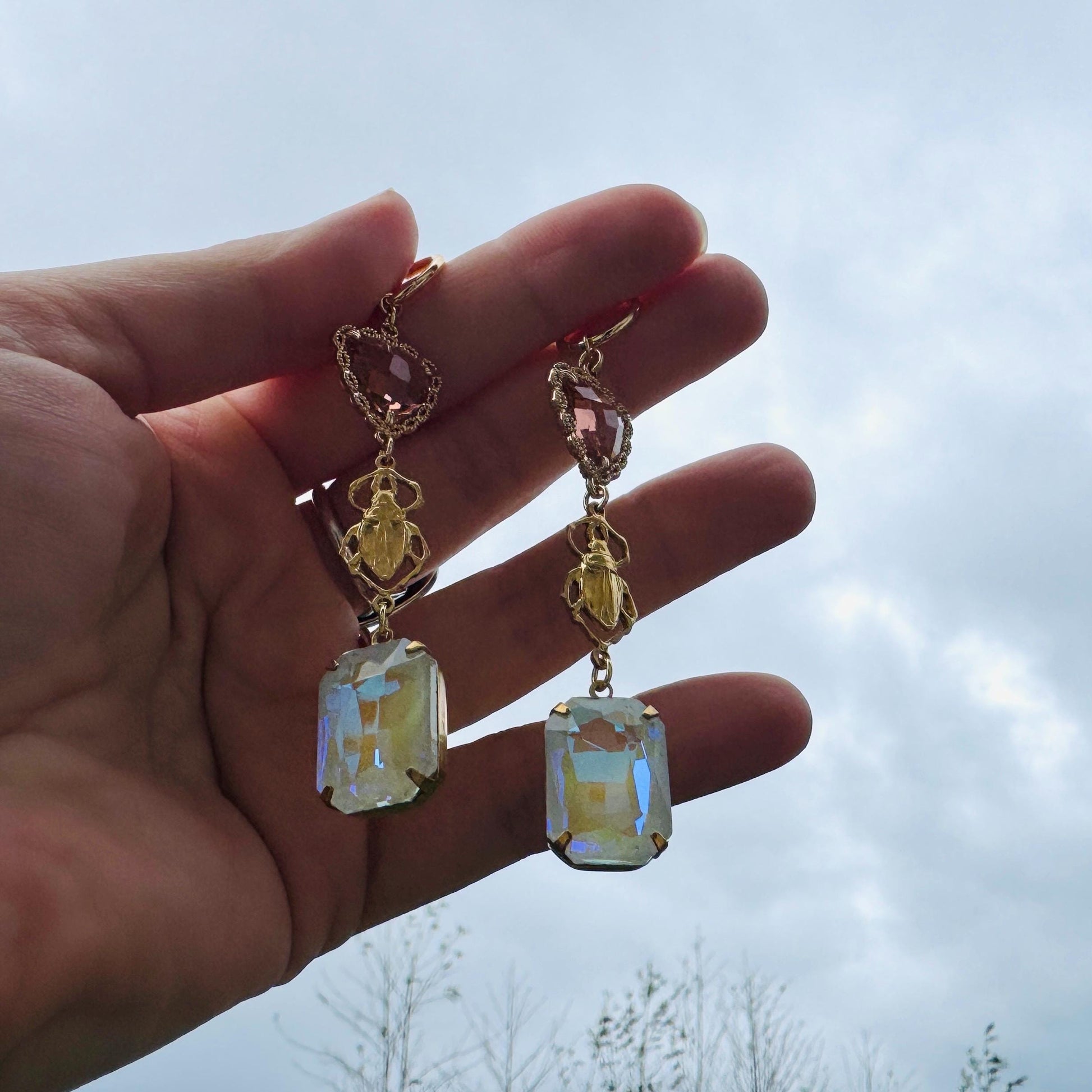 Heart Earrings Gold, Beetle Earrings, Boho Hippie Jewely, Huggie Hoops, Coquette Jewelry, Galentine’s Gift for Friends, Whimsical Gifts