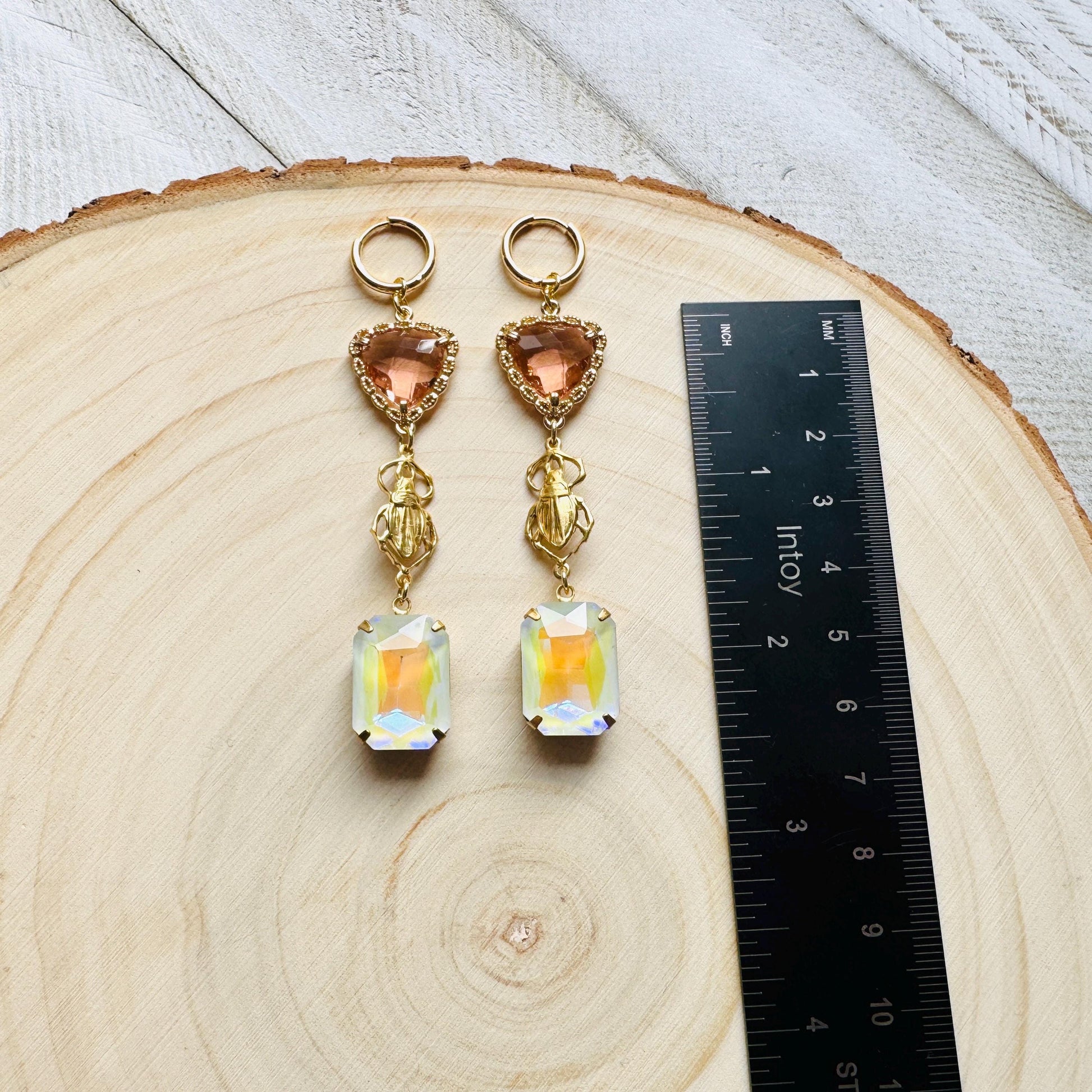 Heart Earrings Gold, Beetle Earrings, Boho Hippie Jewely, Huggie Hoops, Coquette Jewelry, Galentine’s Gift for Friends, Whimsical Gifts
