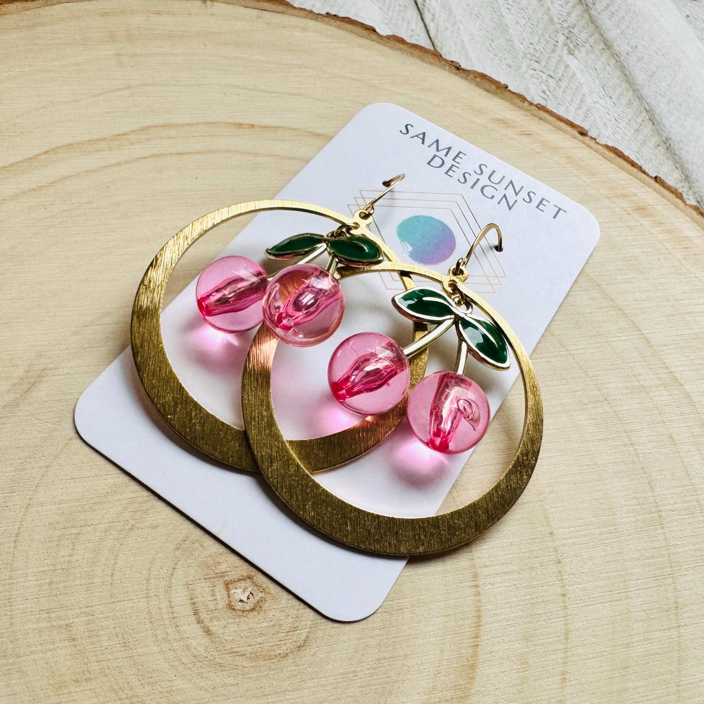 Cherry Earrings, Pink Cherries, Cottagecore Jewelry, 80s Vibes, Fruit Earrings, Coquette Gifts for Friend, Galentine’s Day Earrings