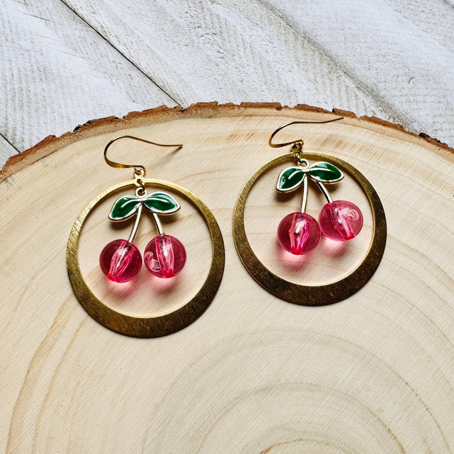 Cherry Earrings, Pink Cherries, Cottagecore Jewelry, 80s Vibes, Fruit Earrings, Coquette Gifts for Friend, Galentine’s Day Earrings