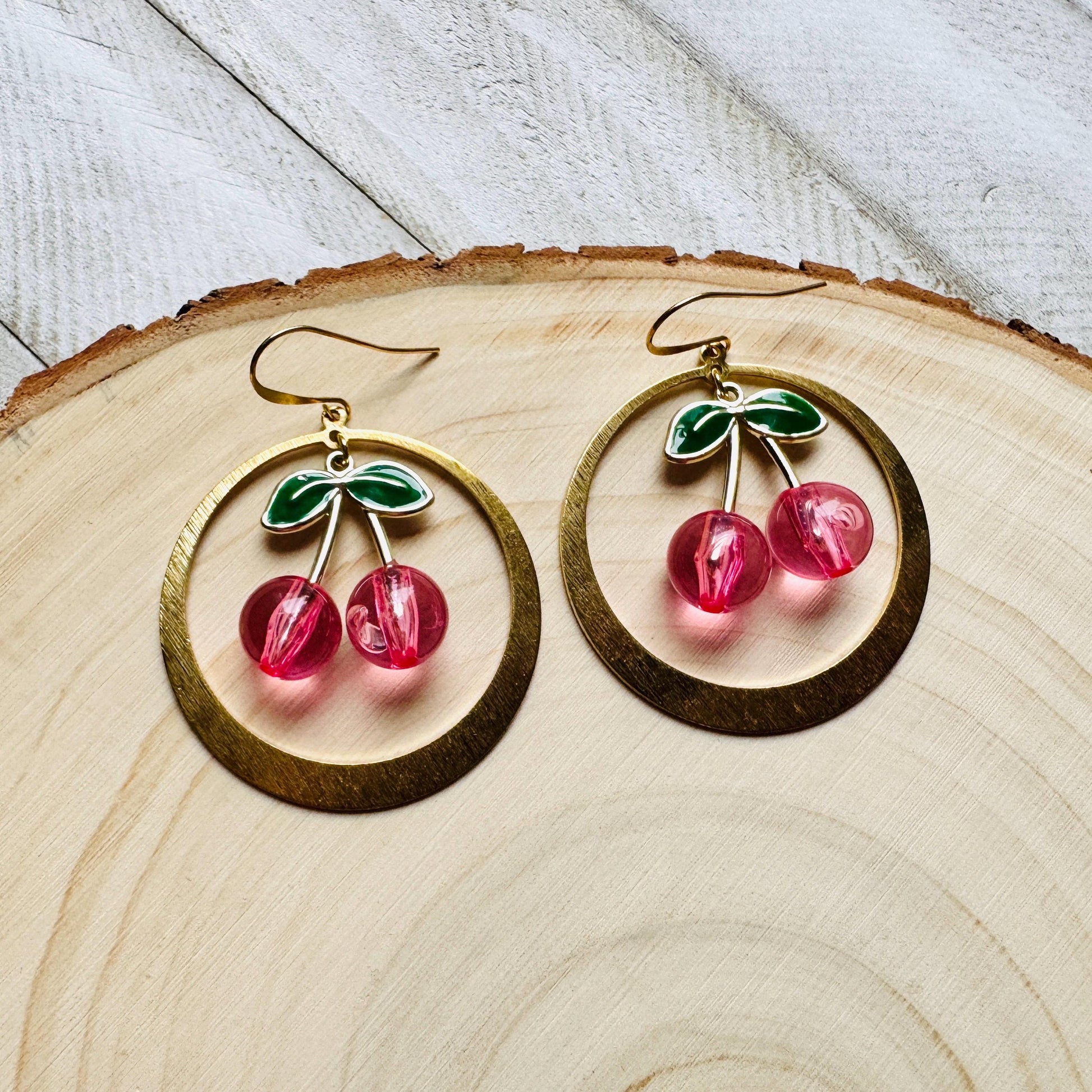 Cherry Earrings, Pink Cherries, Cottagecore Jewelry, 80s Vibes, Fruit Earrings, Coquette Gifts for Friend, Galentine’s Day Earrings