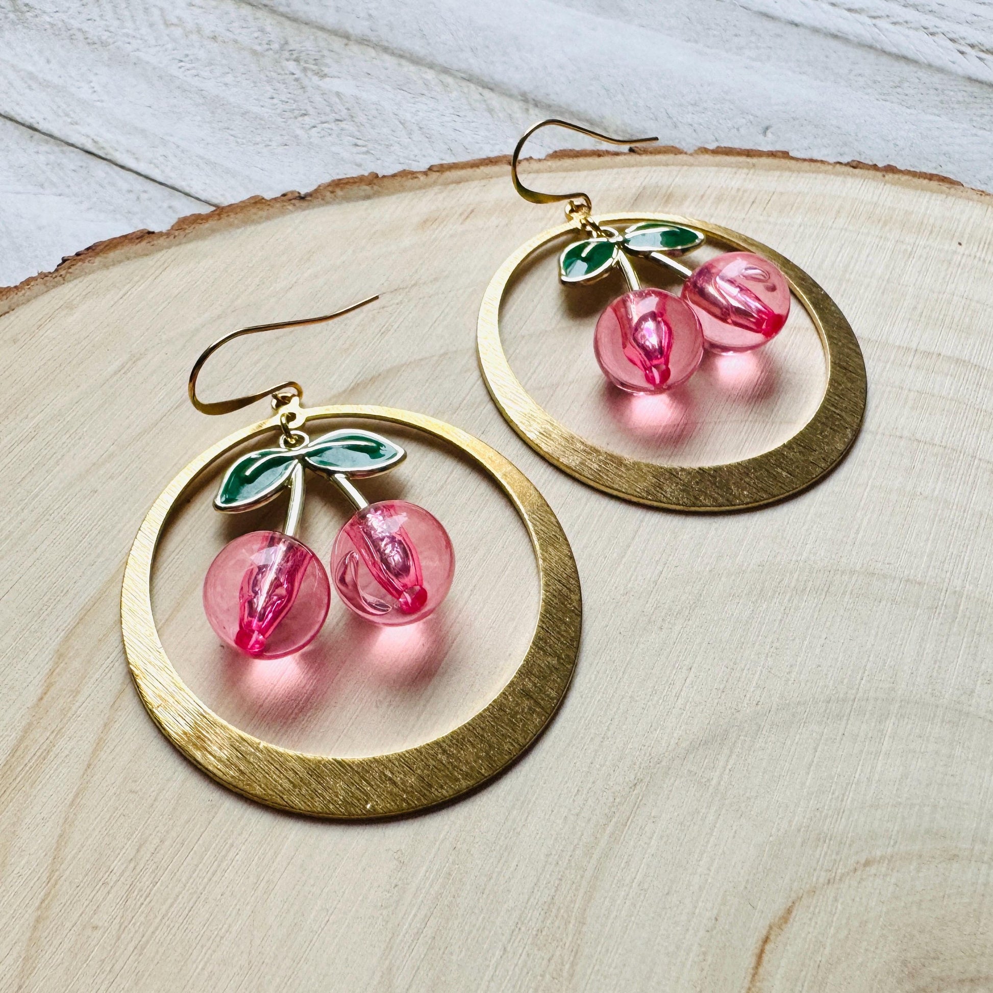 Cherry Earrings, Pink Cherries, Cottagecore Jewelry, 80s Vibes, Fruit Earrings, Coquette Gifts for Friend, Galentine’s Day Earrings