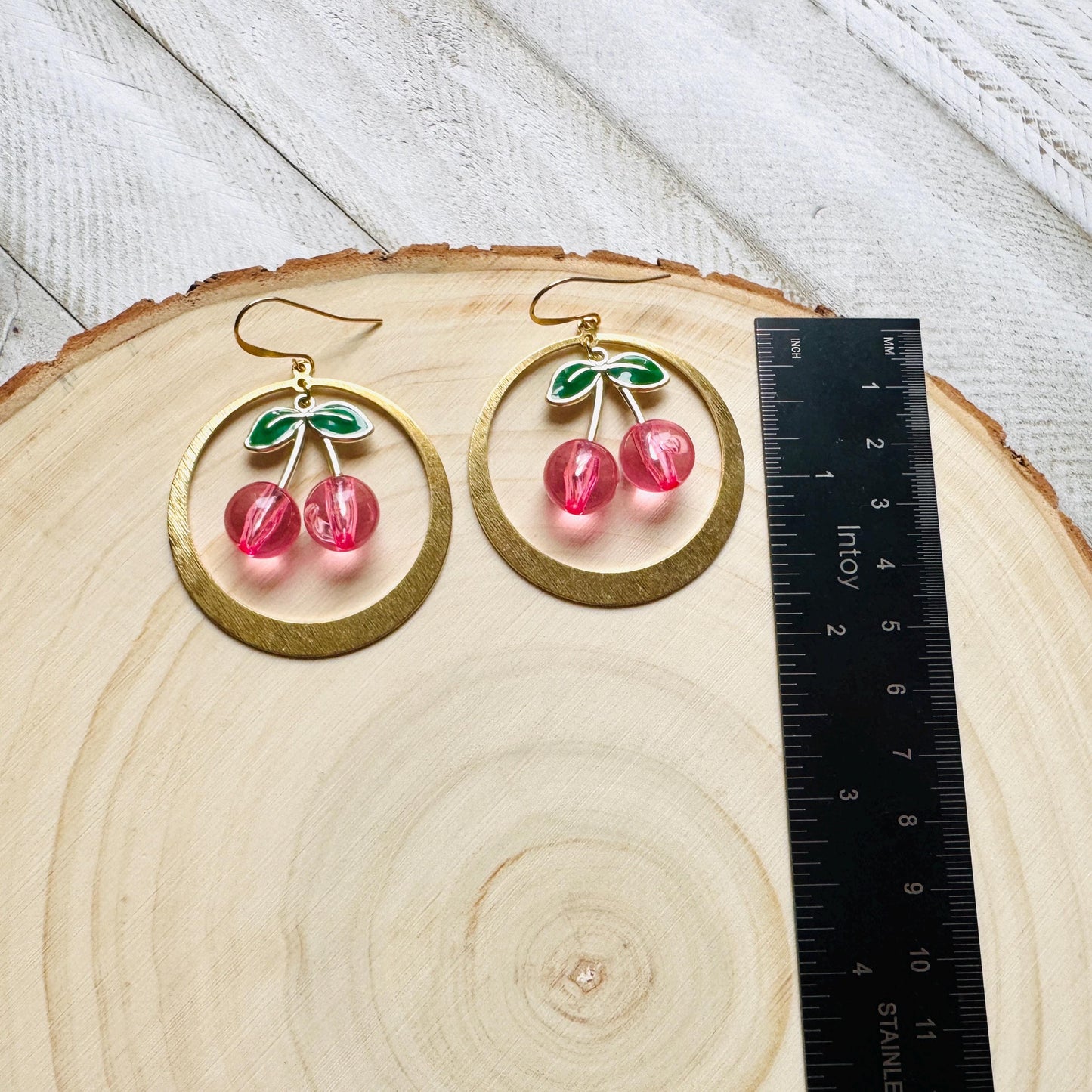 Cherry Earrings, Pink Cherries, Cottagecore Jewelry, 80s Vibes, Fruit Earrings, Coquette Gifts for Friend, Galentine’s Day Earrings