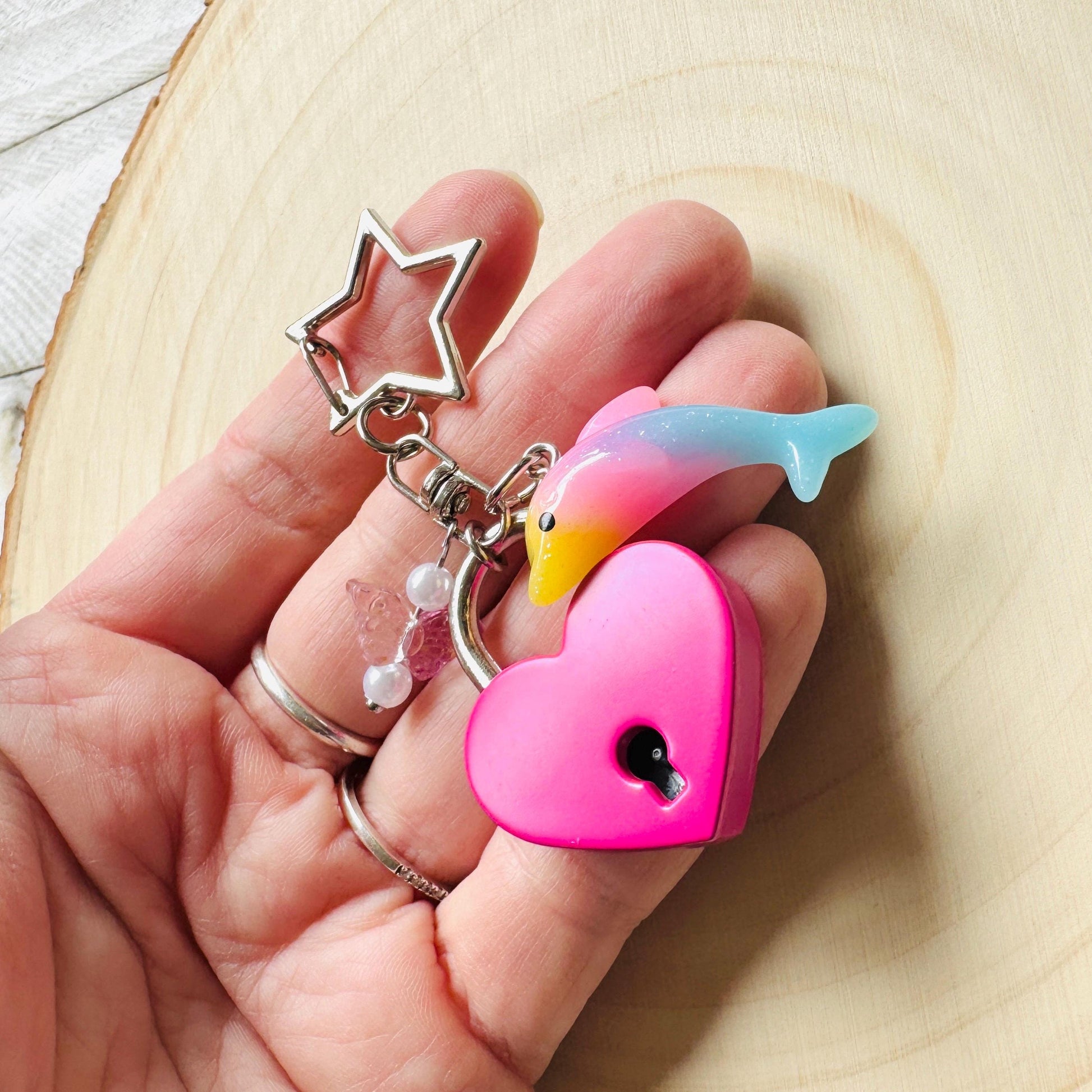 Heart Keychain, Purse Charm, Bag Charm, Star Keychain, Goth Girl Gifts, Backpack Accessories, Coquette Gifts for Girls, Valentines Gift