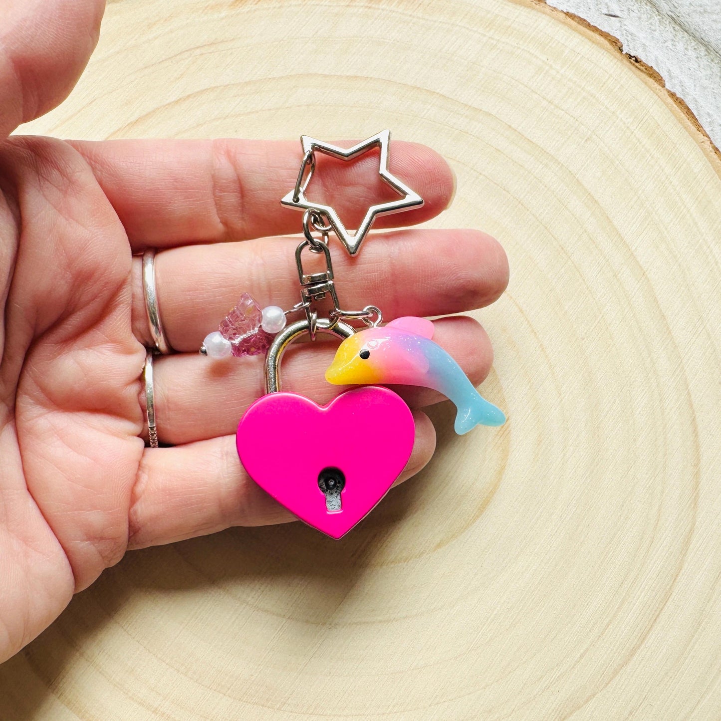 Heart Keychain, Purse Charm, Bag Charm, Star Keychain, Goth Girl Gifts, Backpack Accessories, Coquette Gifts for Girls, Valentines Gift