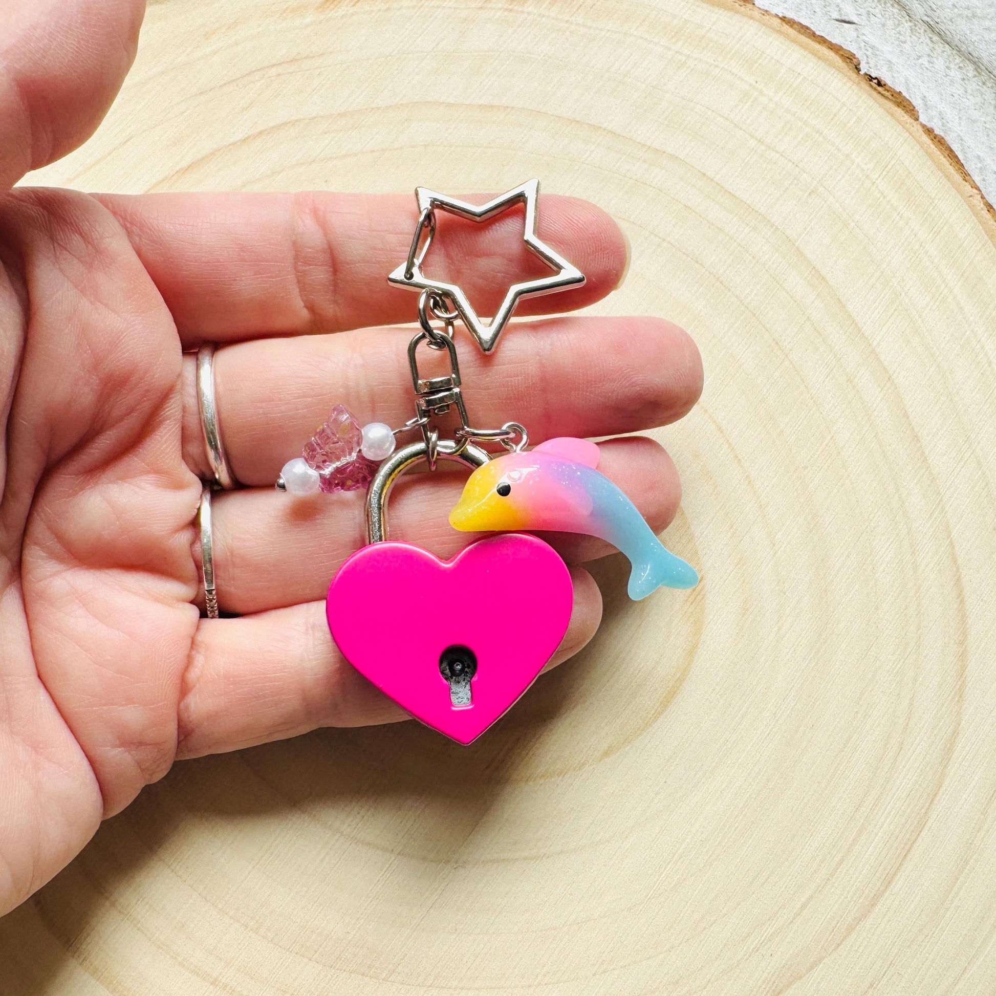 Heart Keychain, Purse Charm, Bag Charm, Star Keychain, Goth Girl Gifts, Backpack Accessories, Coquette Gifts for Girls, Valentines Gift