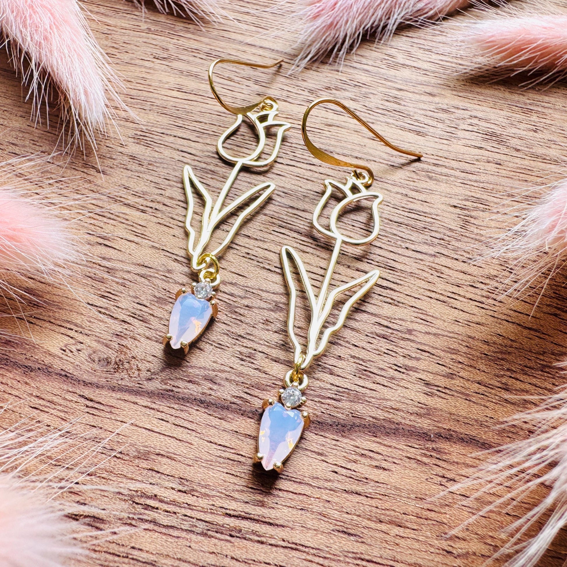 Flower Earrings, Tulip Earrings, Botanical Earrings, Cottagecore Jewelry, Anniversary Gift for Girlfriend, Valentines Gift for Her Jewelry
