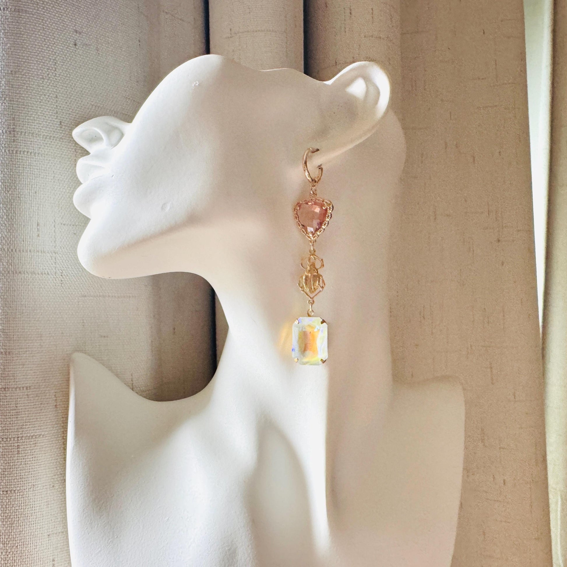 Heart Earrings Gold, Beetle Earrings, Boho Hippie Jewely, Huggie Hoops, Coquette Jewelry, Galentine’s Gift for Friends, Whimsical Gifts